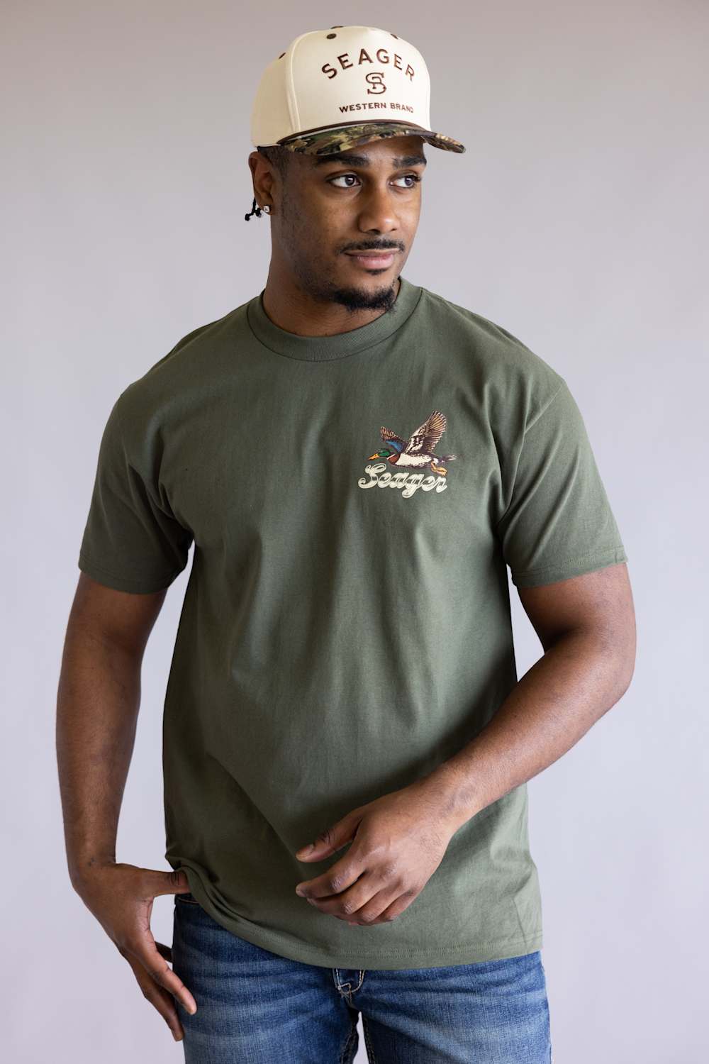 Seager Greenhead T-Shirt for Men in Surplus Green | MTSP26GHEDGRN - Image 3