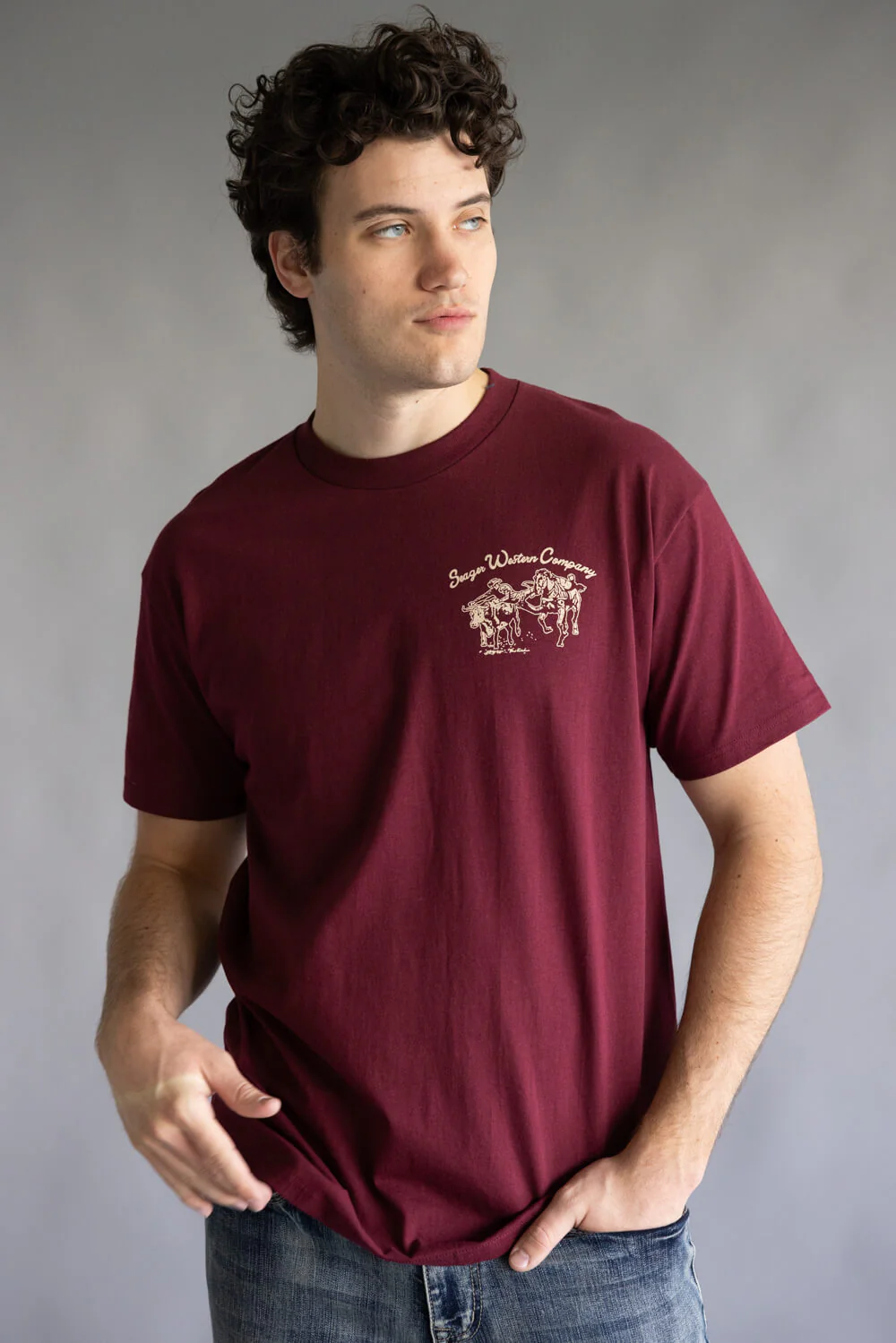 Seager Los Rios T-Shirt for Men in Burgundy | MTF25LOSRIRED-RED - Image 4