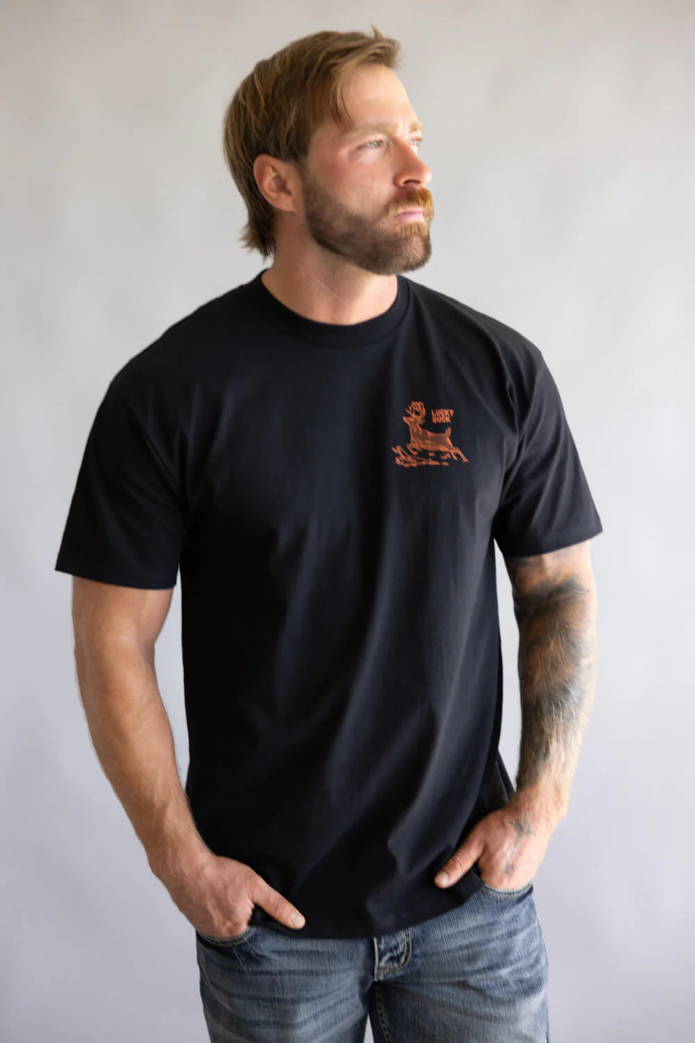 Seager Lucky Buck T-Shirt for Men in Black | MTF25LKBUCKBLK-BLK - Image 2