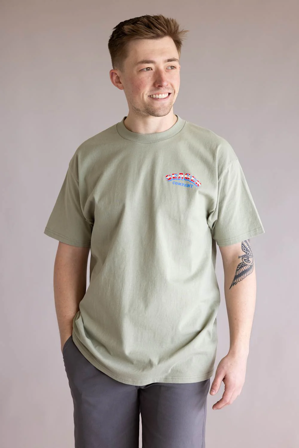 Seager Tubular T-Shirt for Men in Desert Green | MTSP26TUBLGRN - Image 2