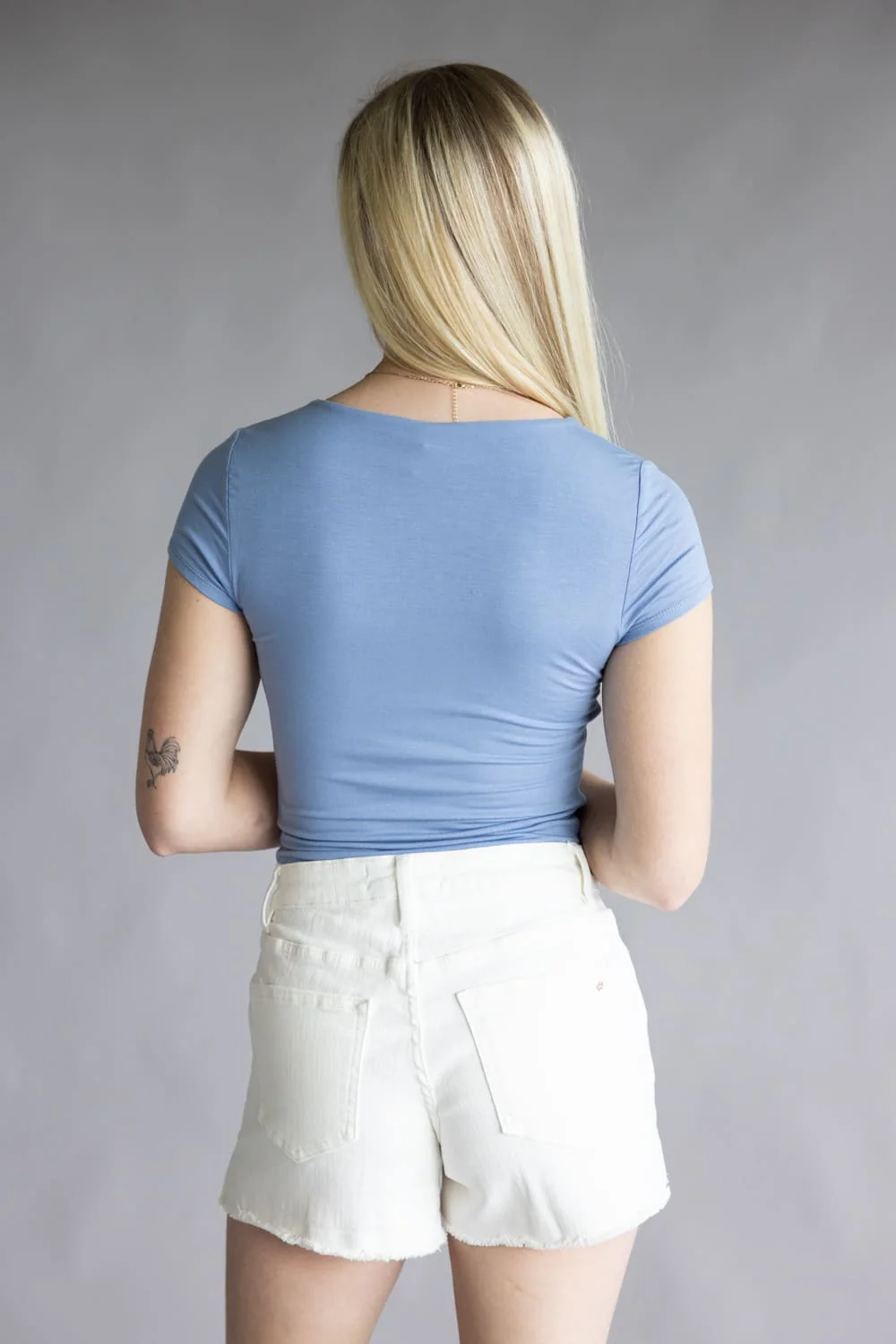 Be Cool Seamless Double Layer Knit T-Shirt for Women in Denim Blue | 19211-DENIMBLUE - Image 4