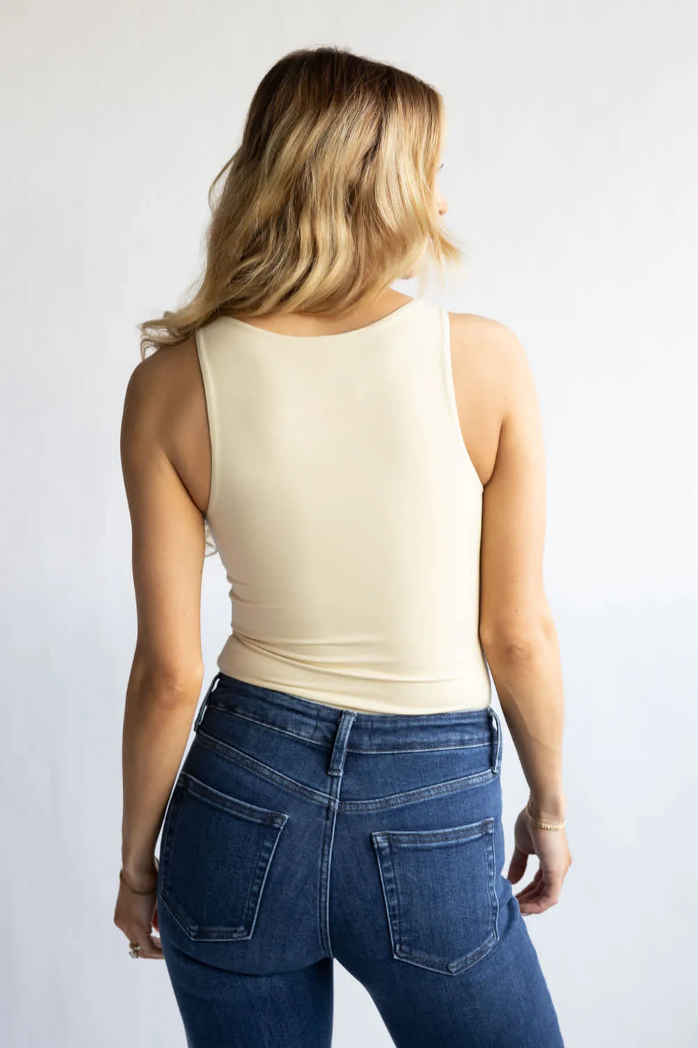 Be Cool Seamless Double Layer Knit Tank Top for Women in Butter | 18783-BUTTER - Image 3