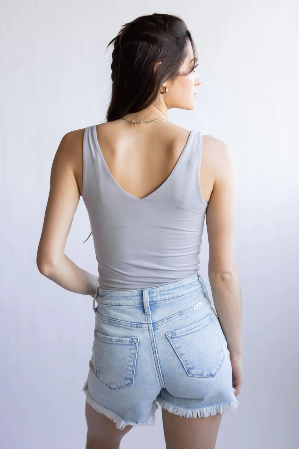 Be Cool Seamless Double Layer Knit Basic Tank Top for Women in Earth Grey | 18363-EARTHGREY - Image 4