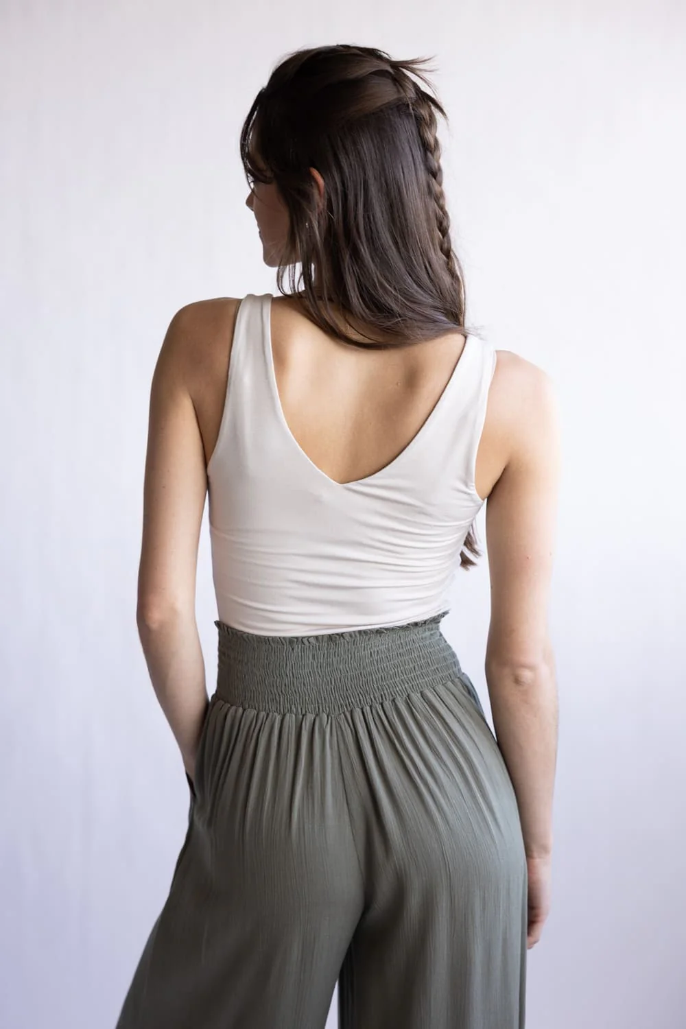 Be Cool Seamless Double Layer Knit Basic Tank Top for Women in Ecru | 18363-ECRU - Image 2