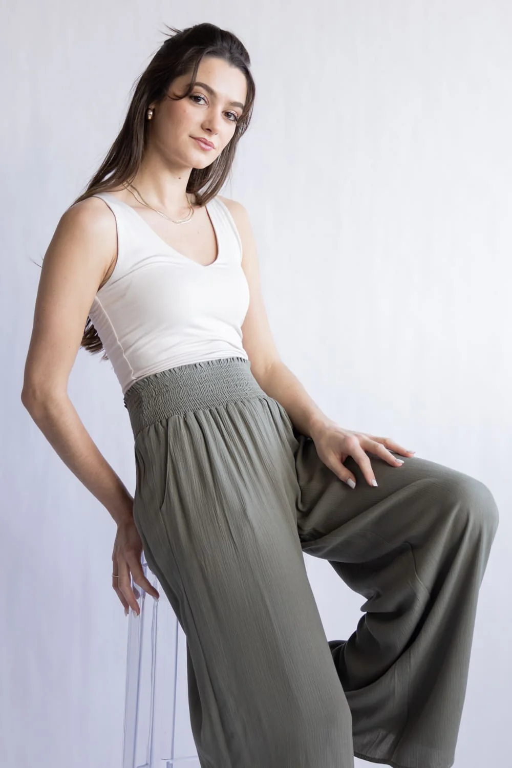 Be Cool Seamless Double Layer Knit Basic Tank Top for Women in Ecru | 18363-ECRU - Image 4