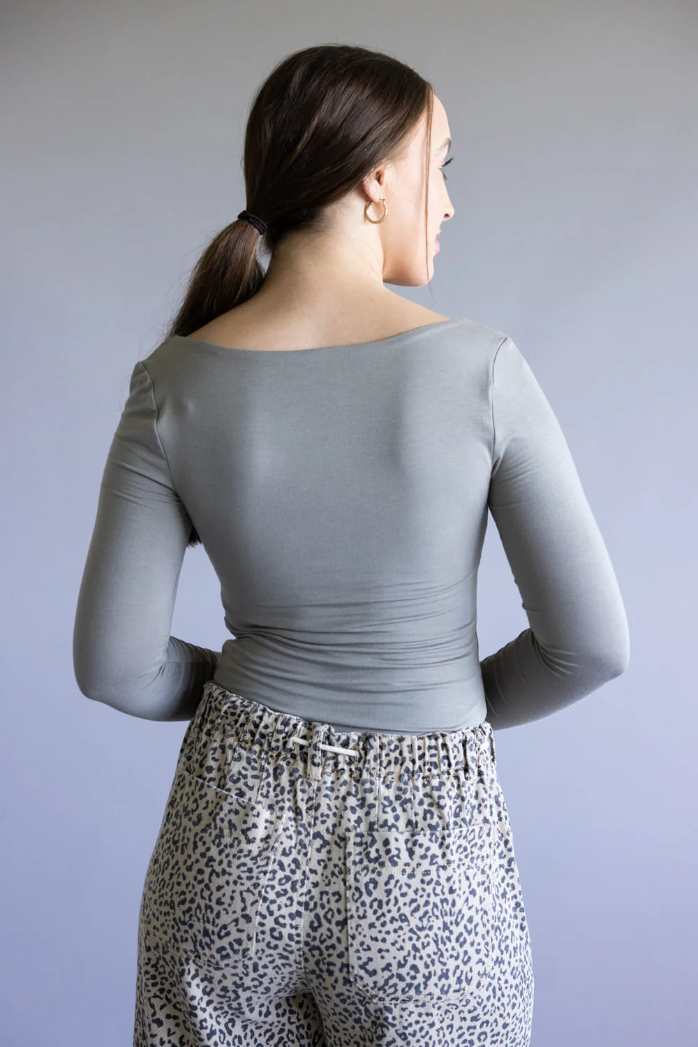 Final Touch Seamless Double Layer Knit Long Sleeve T-Shirt for Women in Laurel Oak | T17109-LAURELOAK - Image 2