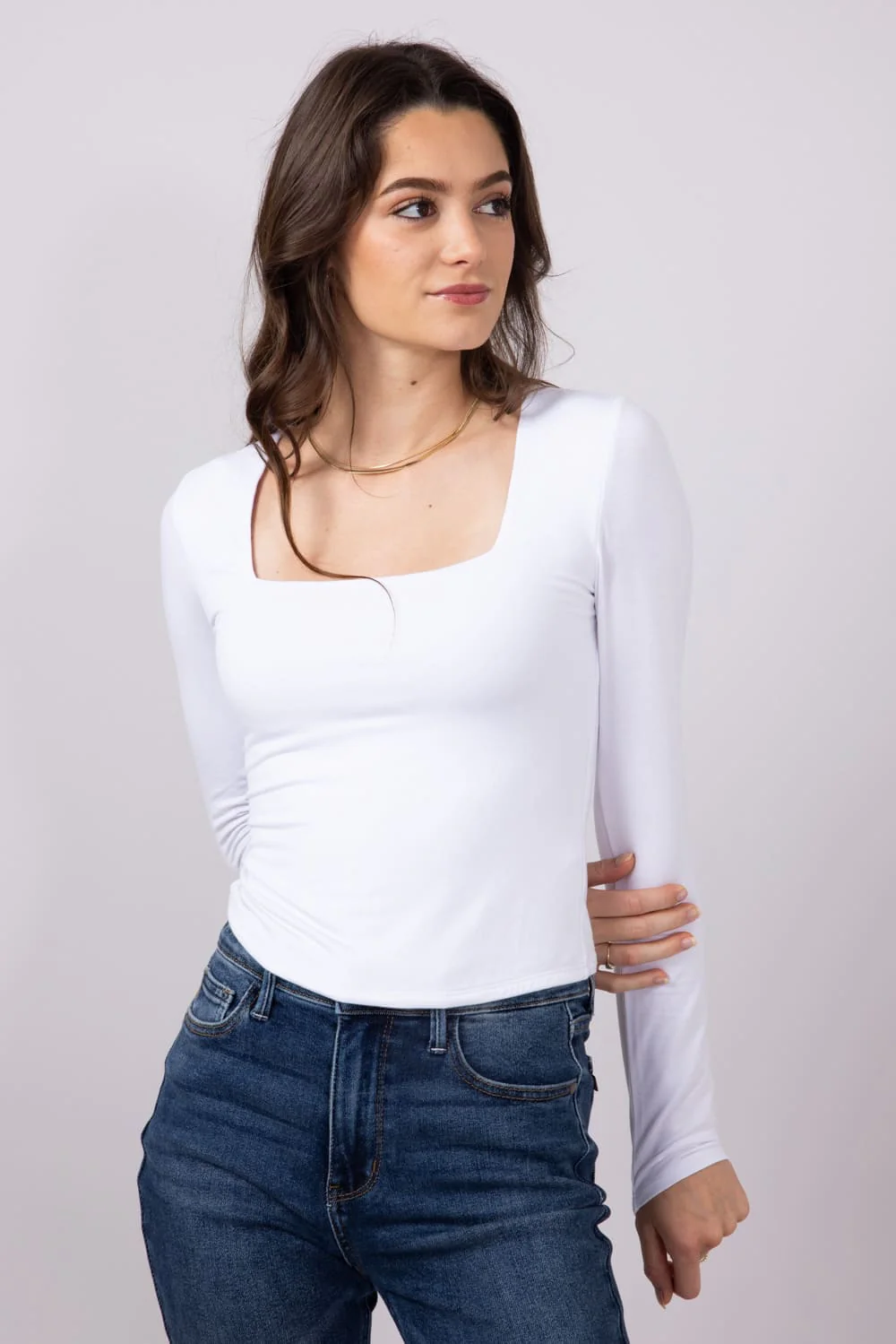 Be Cool Seamless Double Layer Long Sleeve T-Shirt for Women in Off White | 19388-OFFWHITE - Image 4