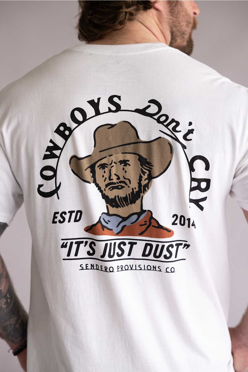 Sendero Provisions Co. Cowboys Don’t Cry T-Shirt for Men in Vintage White | SPCS123S22-VINTAGE WHITE - Image 4