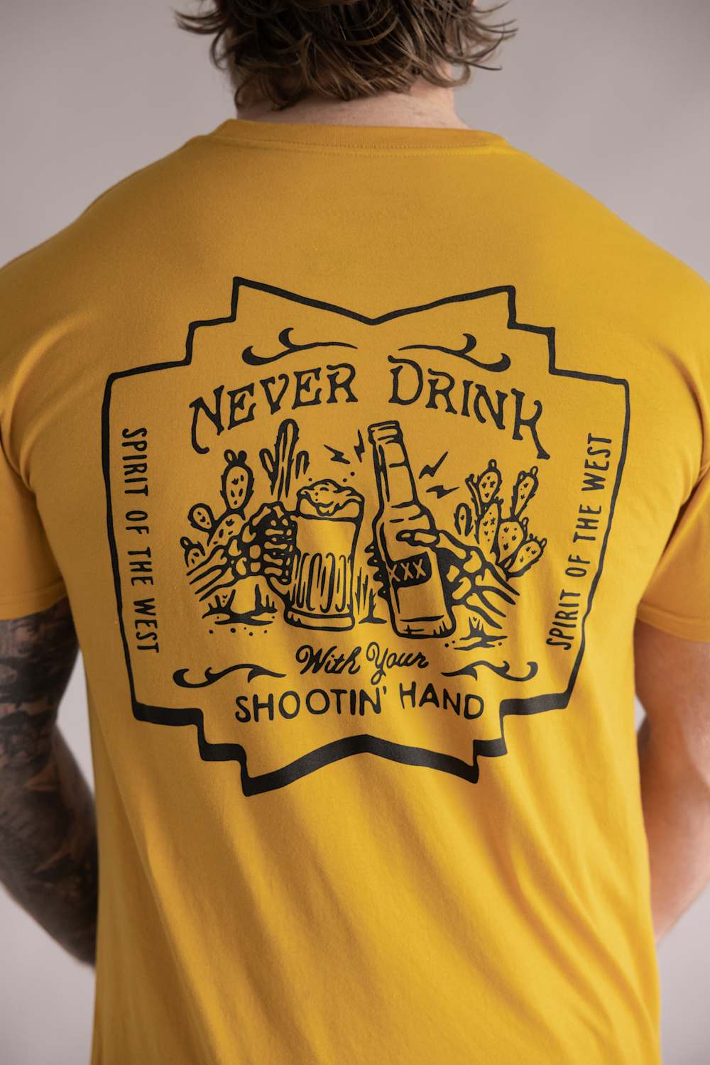 Sendero Shootin’ Hand T-Shirt for Men in Goldenrod | SPCS121F13-GOLDENROD - Image 3