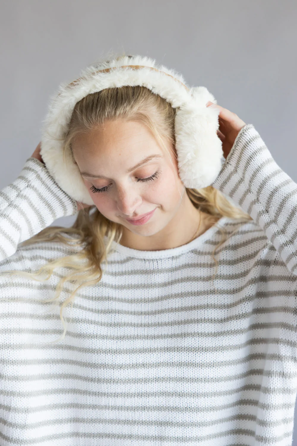 Sherpa Fur Earmuffs for Women in Camel | YCE420023-CAMEL - Image 2