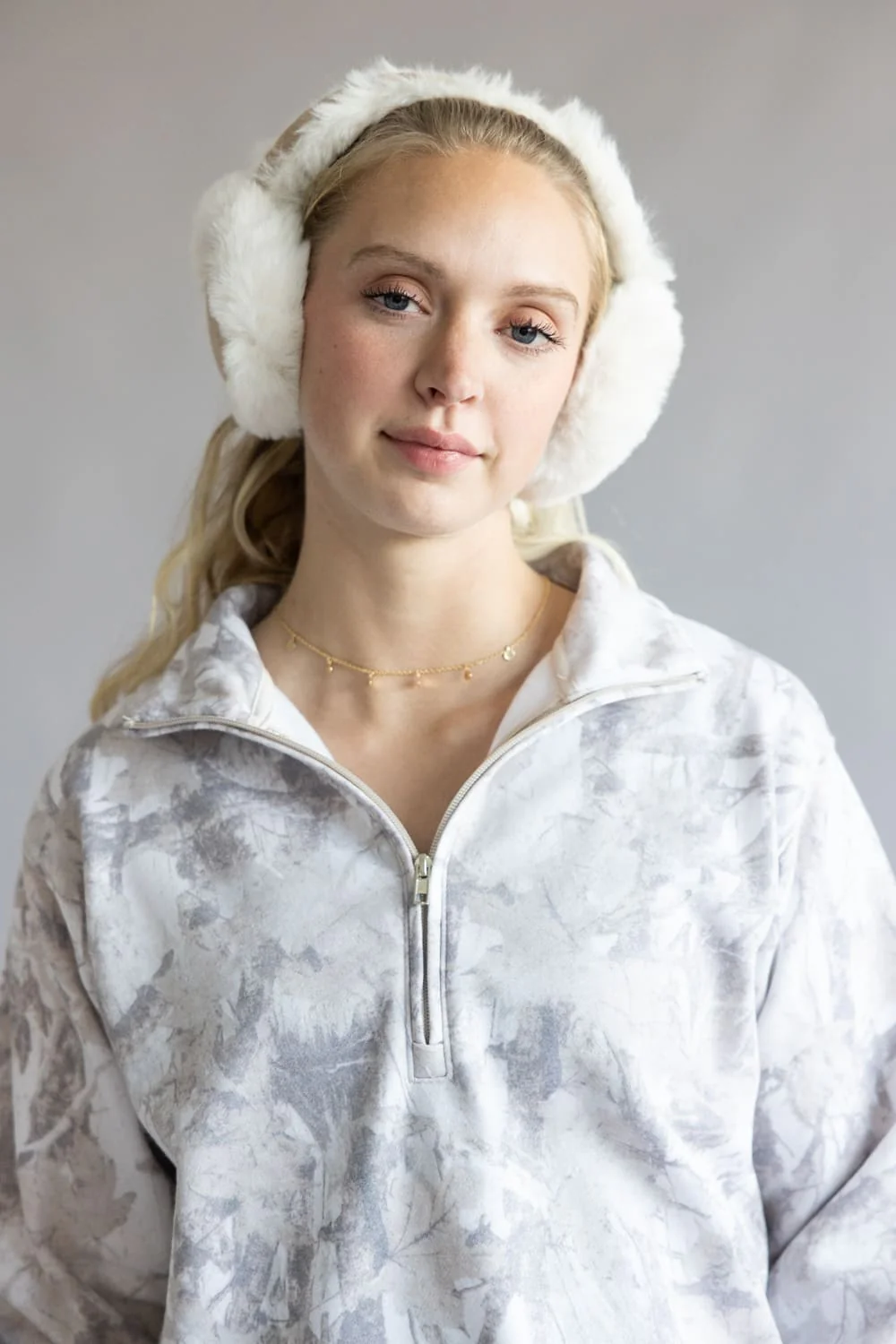 Sherpa Fur Earmuffs for Women in Taupe | YCE420023-TAUPE - Image 4