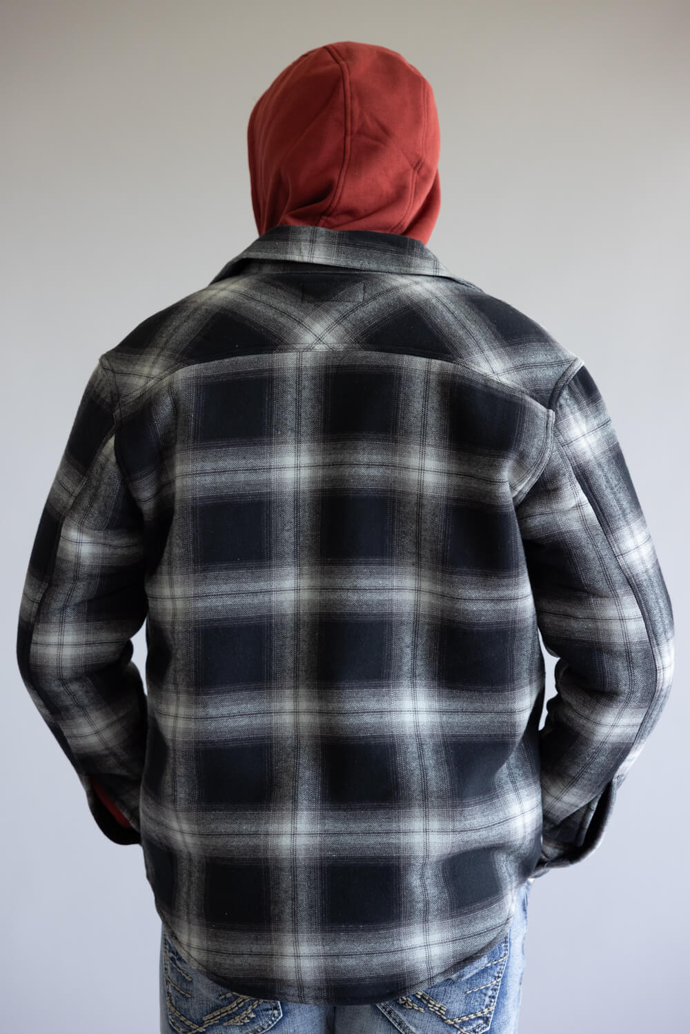 Sherpa Lined Shirt Jacket for Men in Black | MTJ05669F5-BLK - Image 2