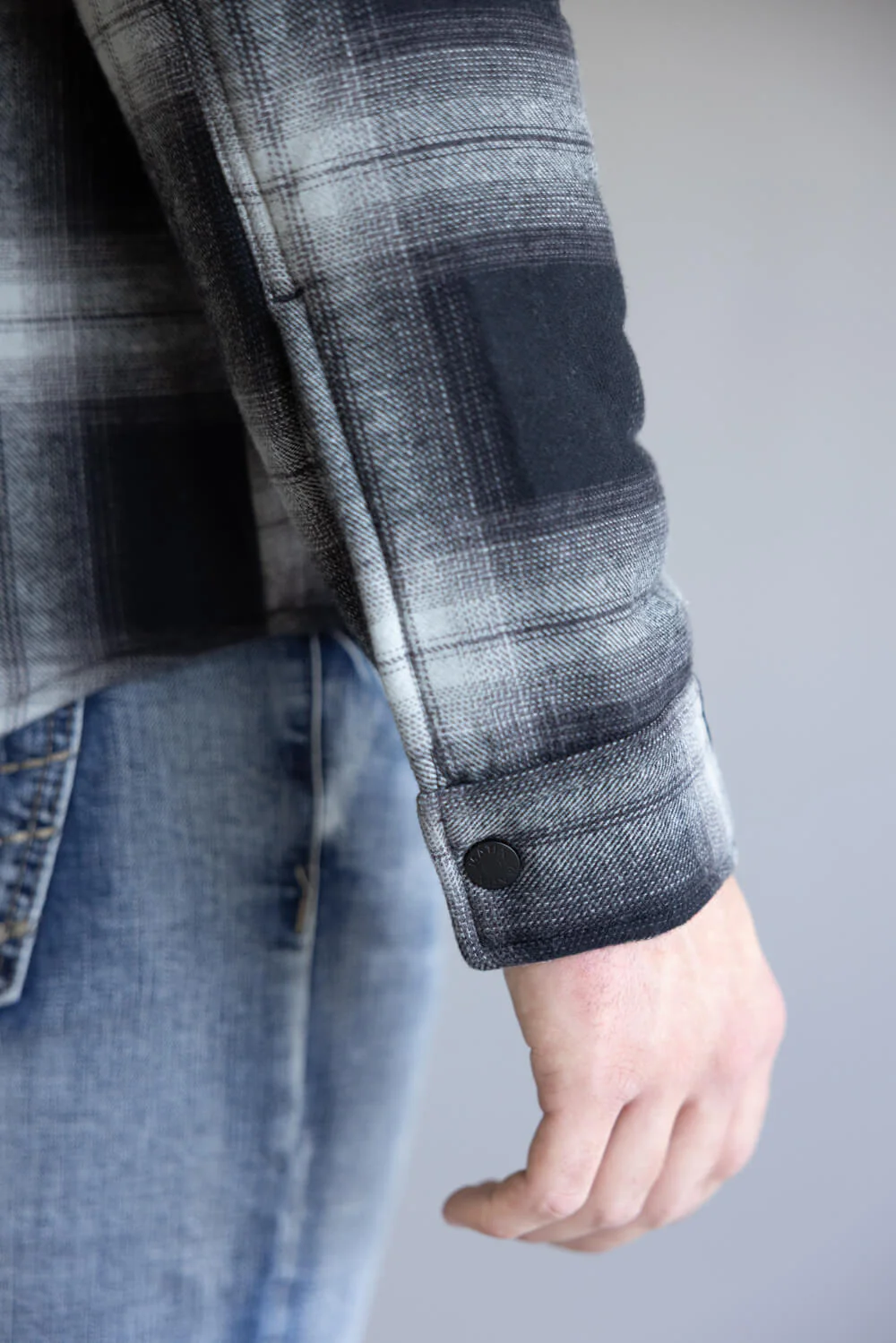 Sherpa Lined Shirt Jacket for Men in Black | MTJ05669F5-BLK - Image 3