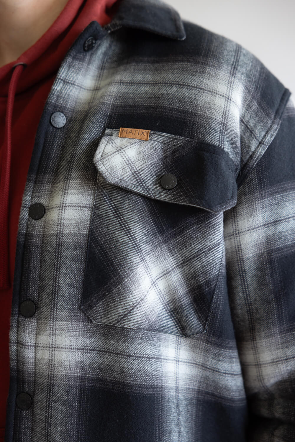Sherpa Lined Shirt Jacket for Men in Black | MTJ05669F5-BLK - Image 4