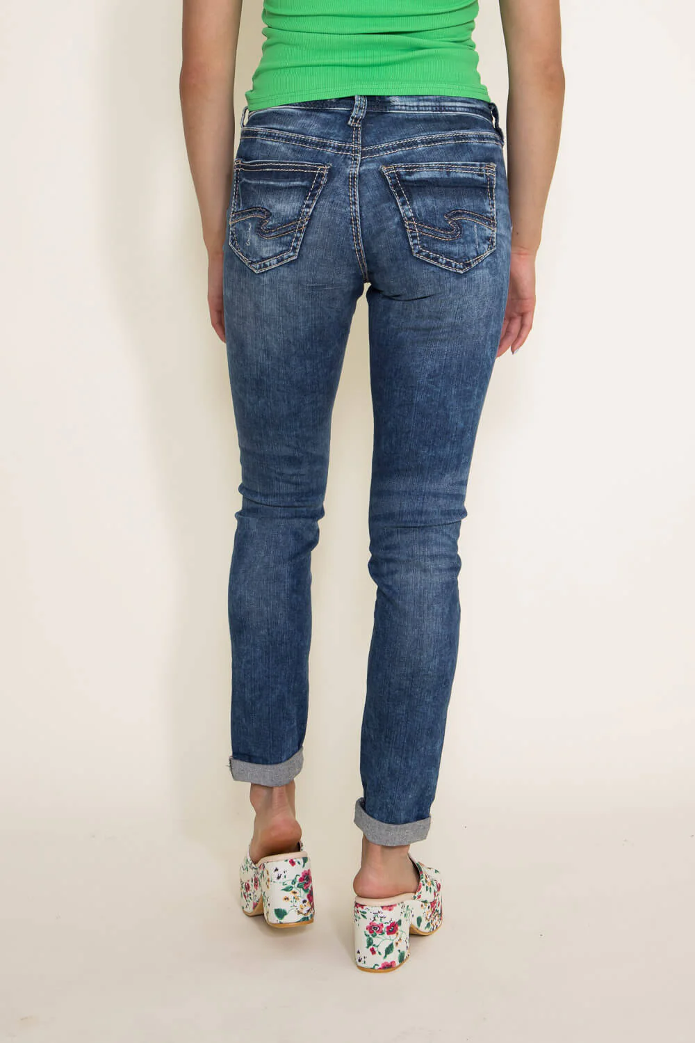 Silver Jeans Destructed Skinny Girlfriend Jeans for Women | L27137SJL388 - Image 3