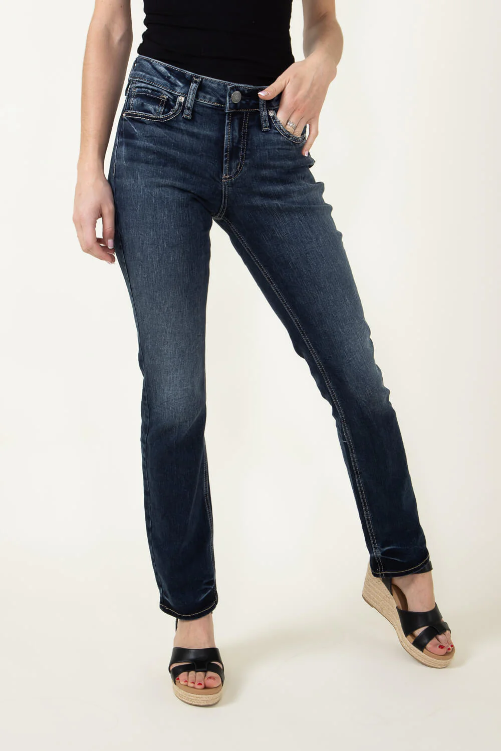 Silver Jeans Suki Mid Rise Straight Jeans for Women | L93413EDB359 - Image 4