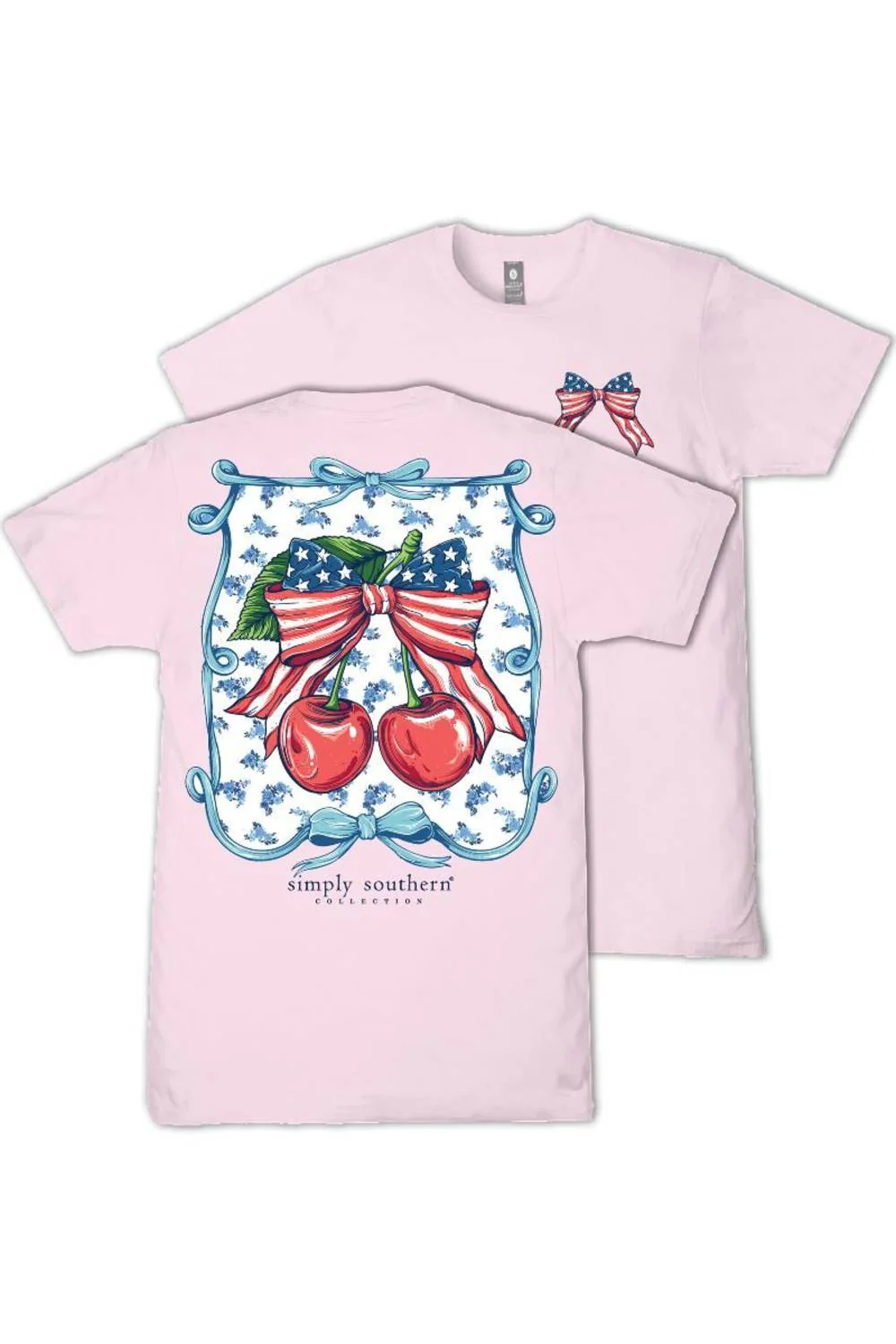 Simply Southern American Darlin’ T-Shirt for Women in Peony | SS-USACHERRY-PEONY - Image 3
