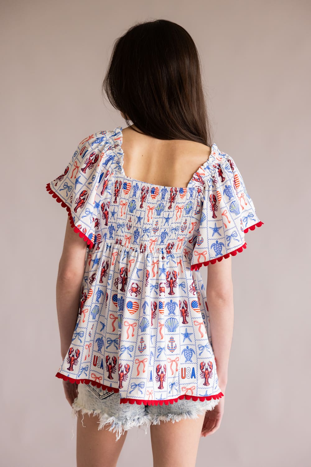 Simply Southern American Girl Top for Women in White | PP-0126-TOP-AMRCA-LOBPTCH - Image 3