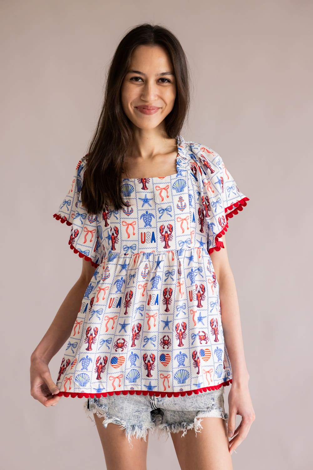 Simply Southern American Girl Top for Women in White | PP-0126-TOP-AMRCA-LOBPTCH - Image 4