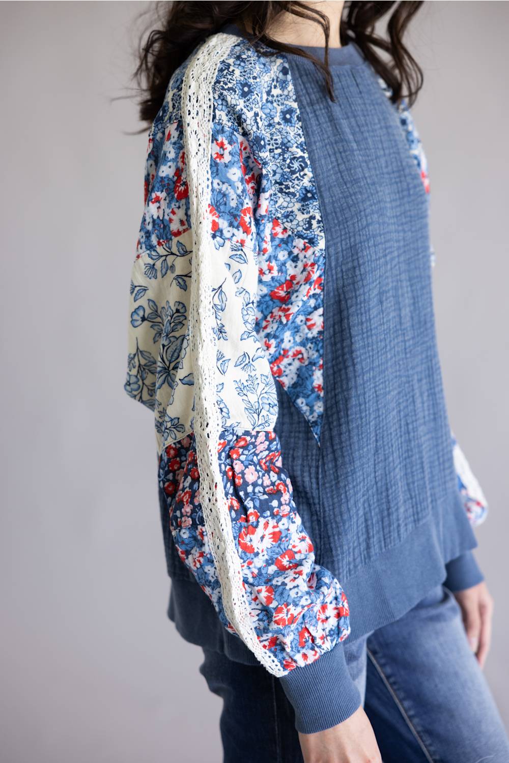 Simply Southern Americana Floral Pullover for Women in Navy | PP-0126-PLOVR-FLRL-AMR - Image 2