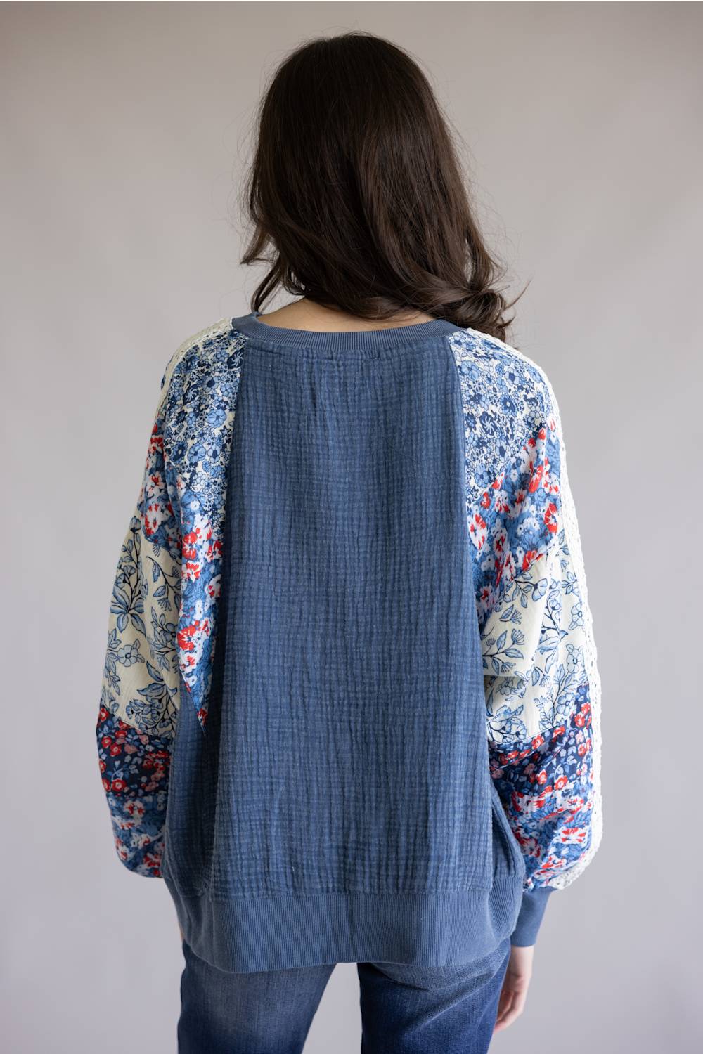 Simply Southern Americana Floral Pullover for Women in Navy | PP-0126-PLOVR-FLRL-AMR - Image 3