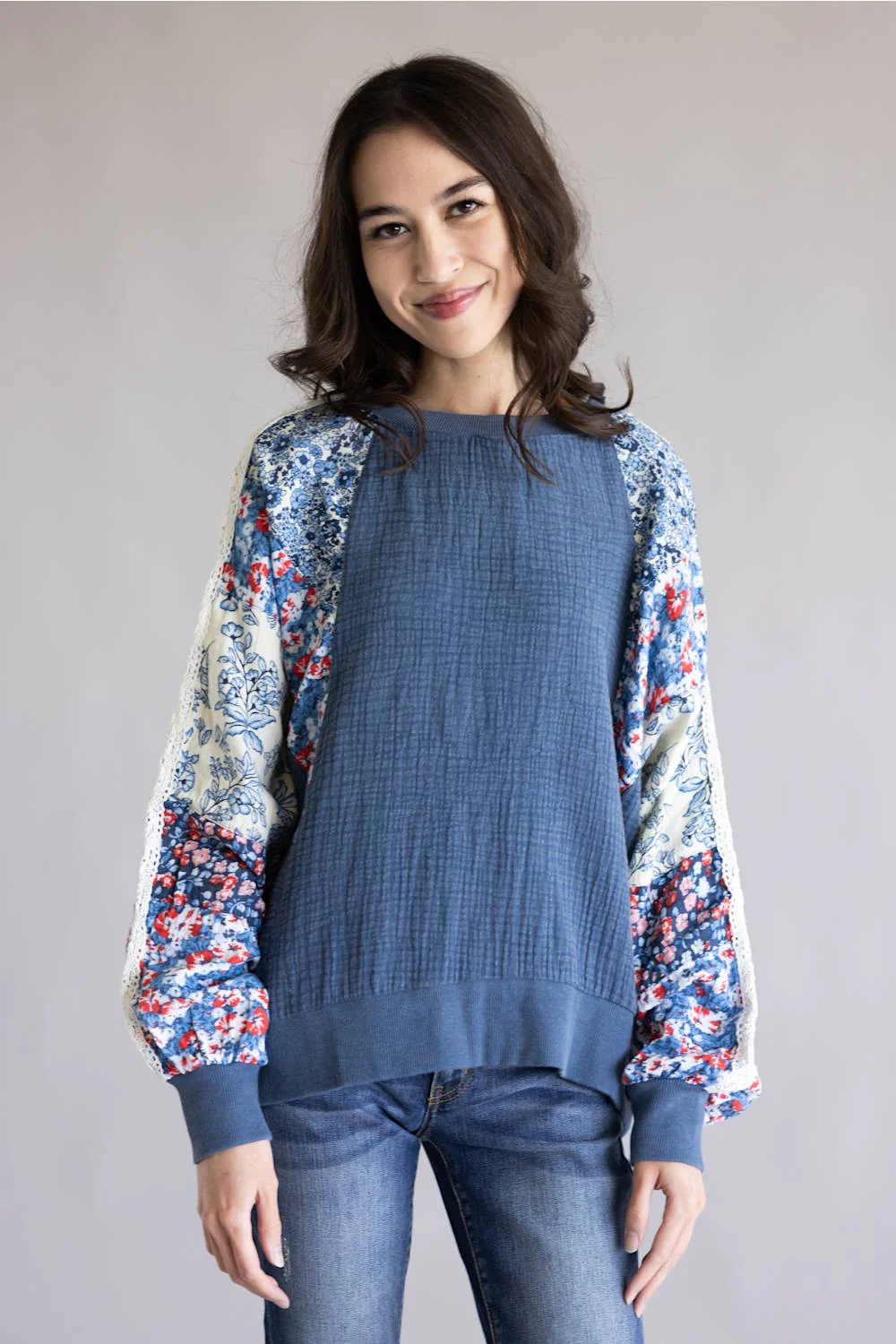 Simply Southern Americana Floral Pullover for Women in Navy | PP-0126-PLOVR-FLRL-AMR - Image 5
