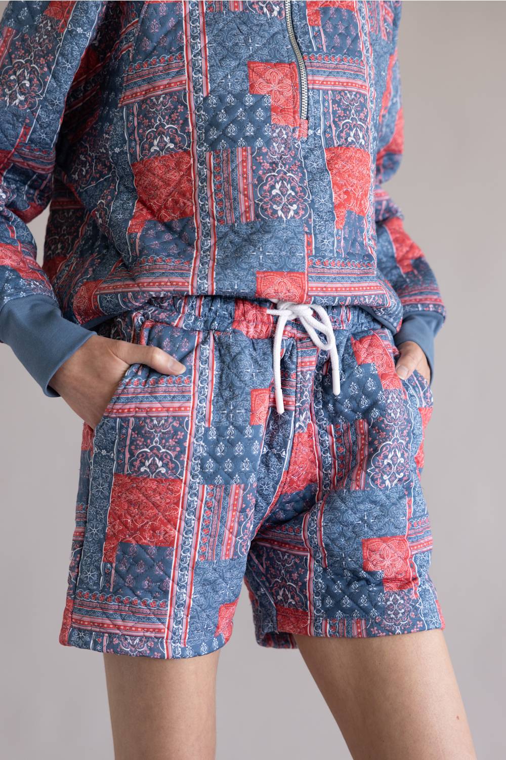 Simply Southern Americana Quilted Shorts for Women in Red/Blue | PP-0126-SHRT-QLTD-BDNPTCH - Image 2