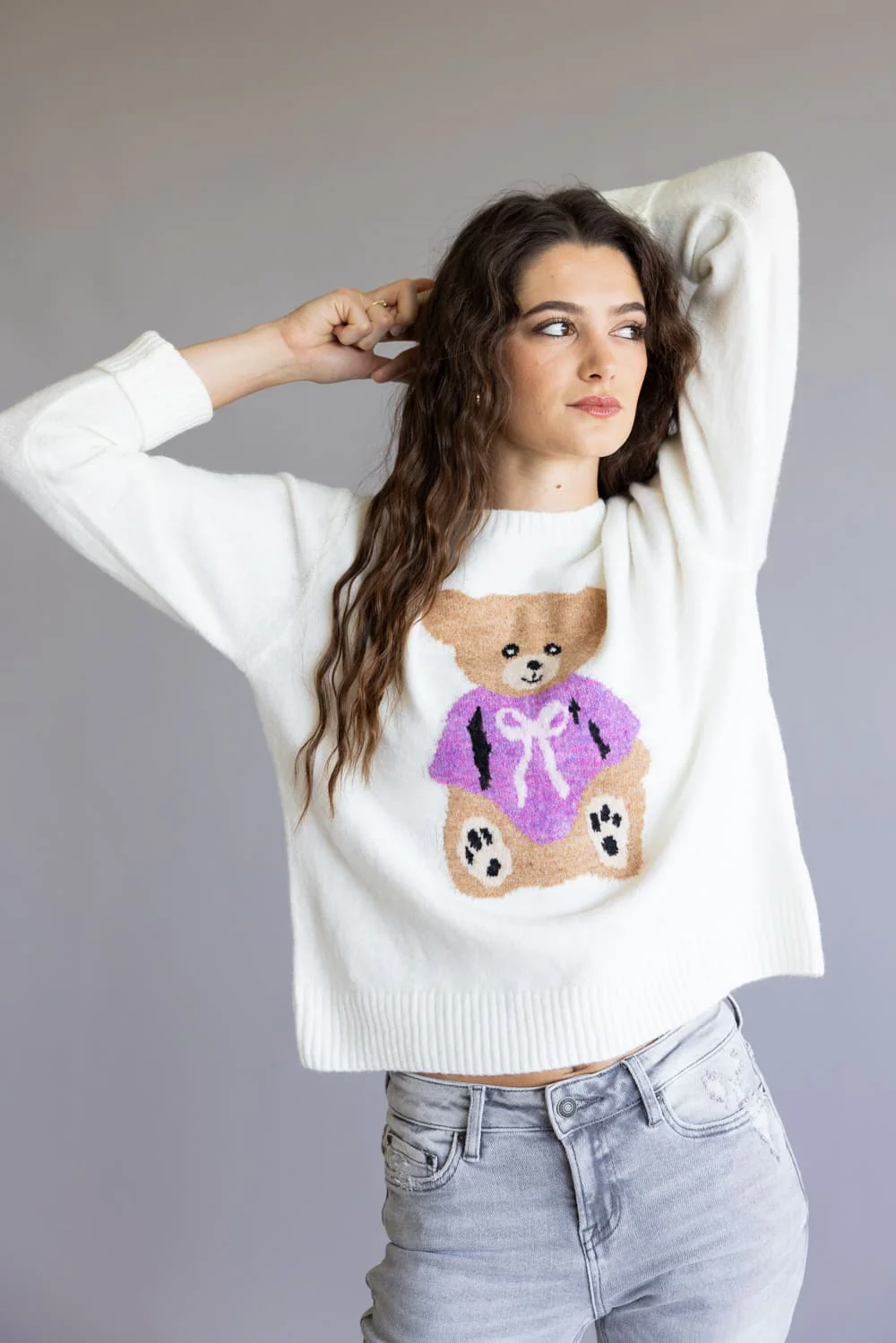 Simply Southern Anastasia Crew Neck Sweater for Women in Cream | PP-0225-SWTR-ANASTASIA-SCHL - Image 2