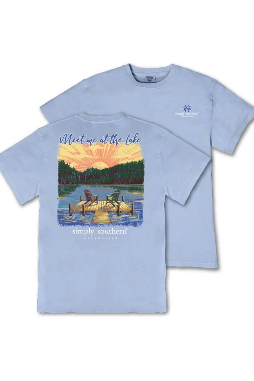 Simply Southern At the Lake T-Shirt for Women in Faded Blue | MINWASH-LAKE-FDBLU - Image 2