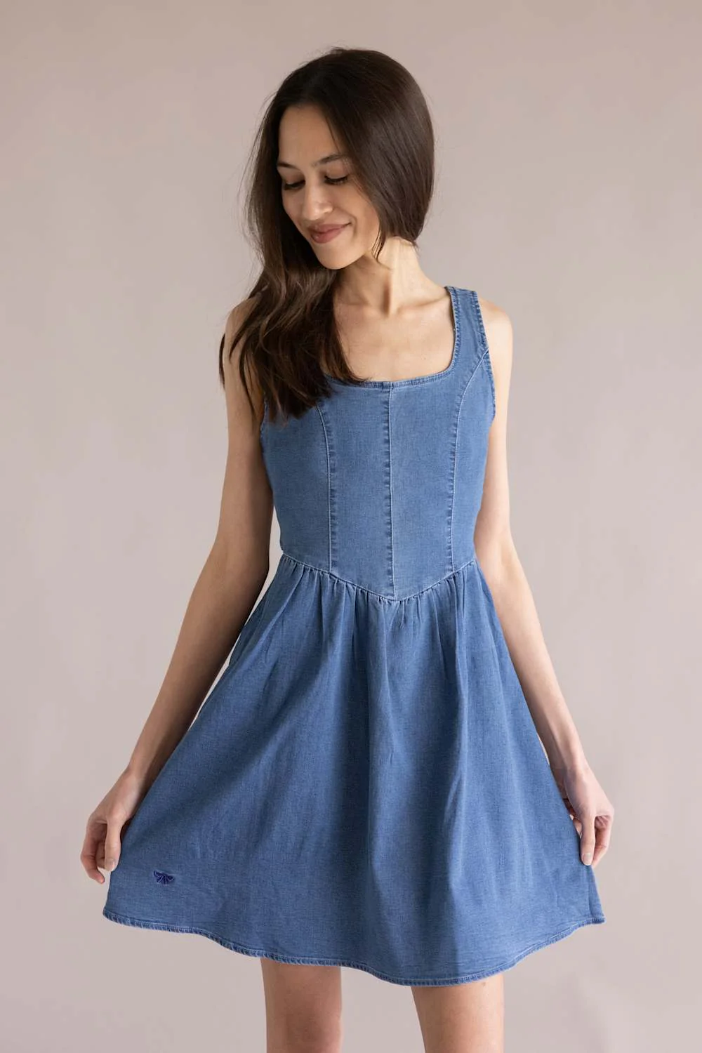 Simply Southern Baby Blues Denim Dress for Women in Blue | PP-0126-DRS-BBYBLU-BOW-DNM - Image 3