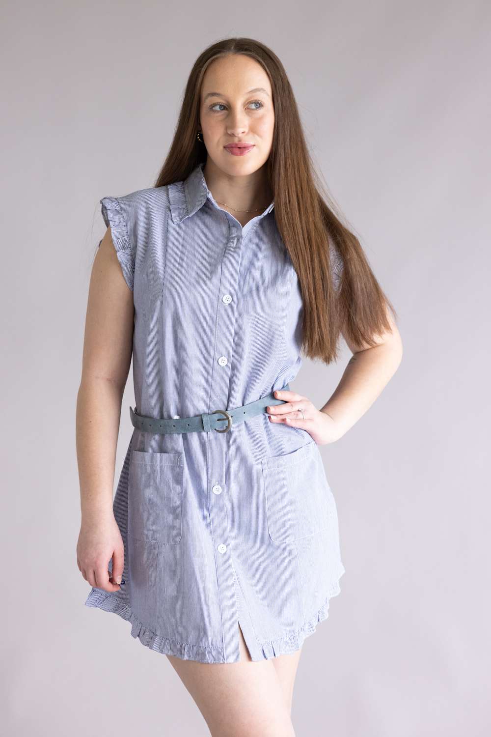 Simply Southern Baby Blues Shirt Dress for Women in Blue | PP-0126-DRS-BBYBLU-SHRT-BLU - Image 3