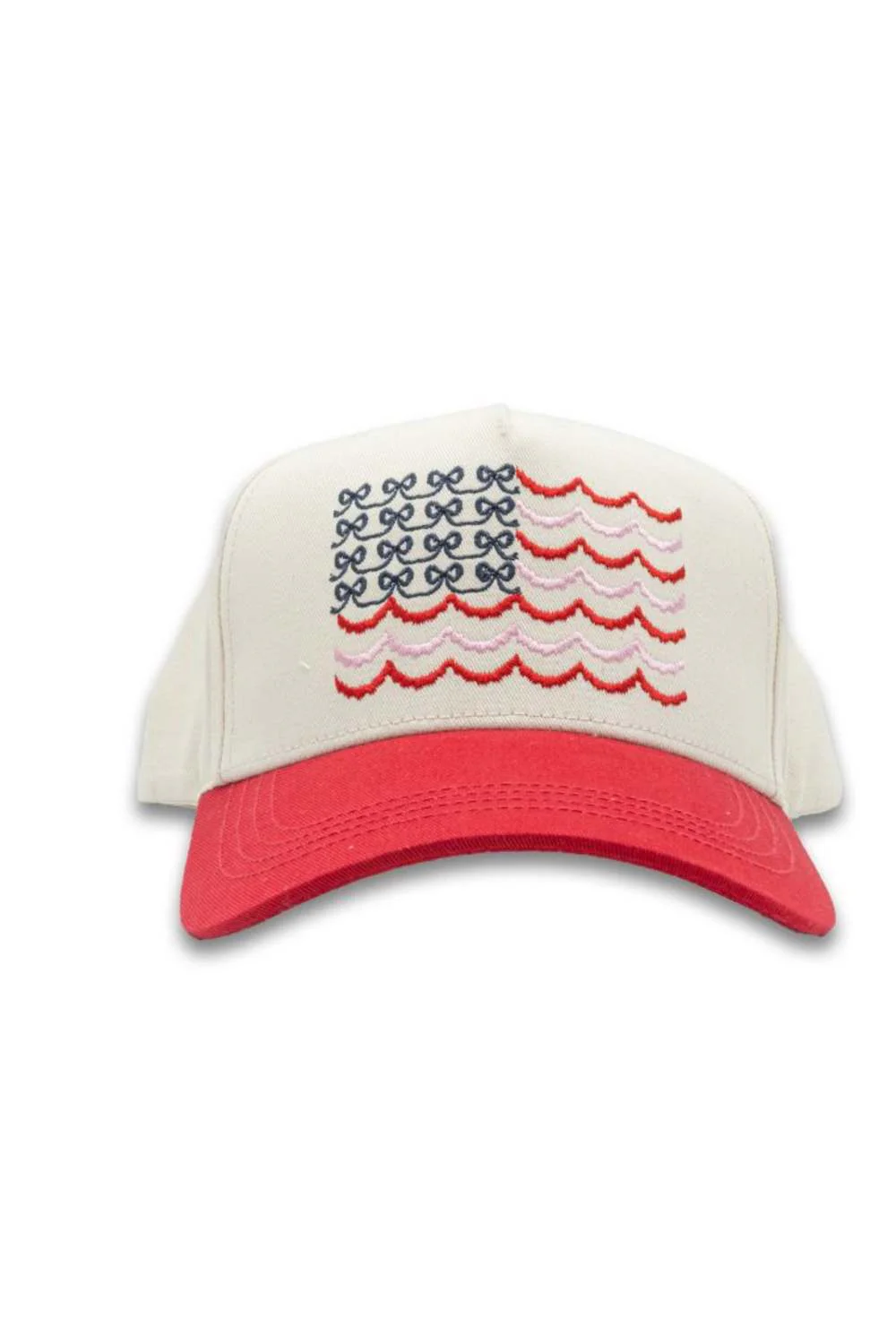 Simply Southern Bow Flag Trucker Hat for Women in Cream/Red | 0126-HAT-FLAGBOWS - Image 2