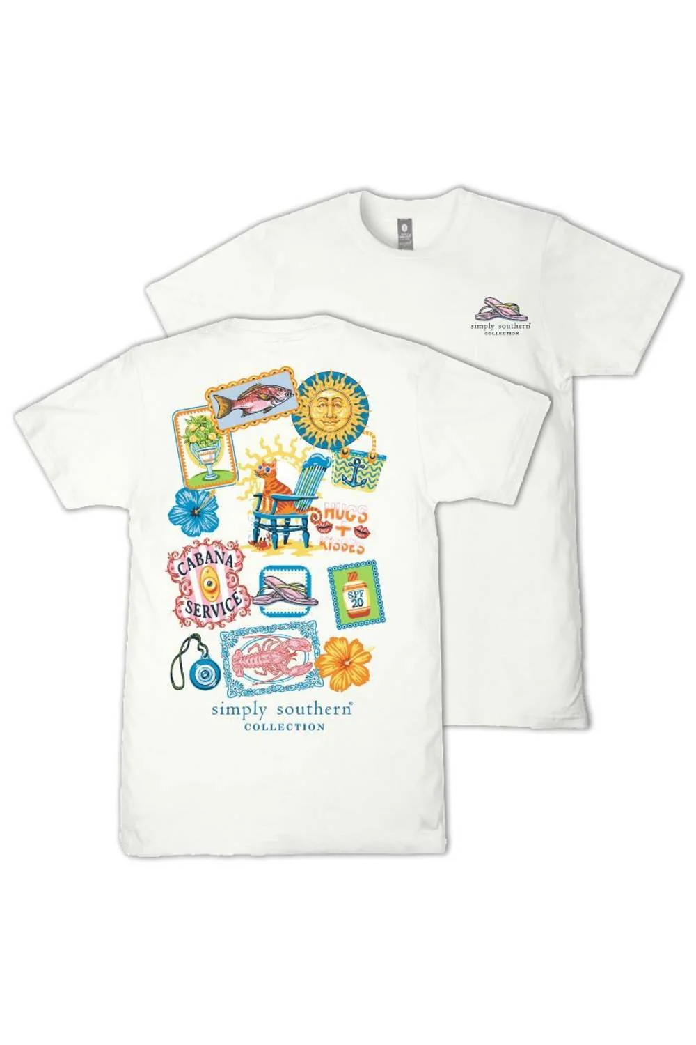 Simply Southern Cabana Service T-Shirt for Women in Oyster  | SS-SERVICE-OYSTER - Image 3