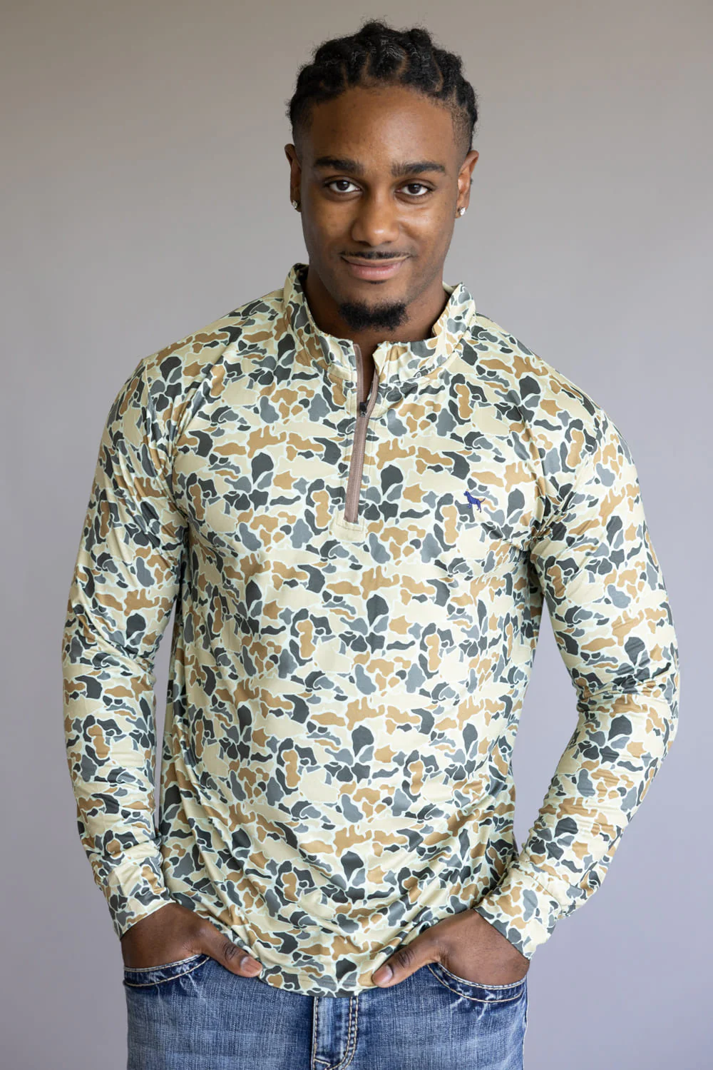 Simply Southern Camo ¼ Zip Neck for Men in Green | 0225-MN-QTRZIP-PULL-LTCAMO - Image 2