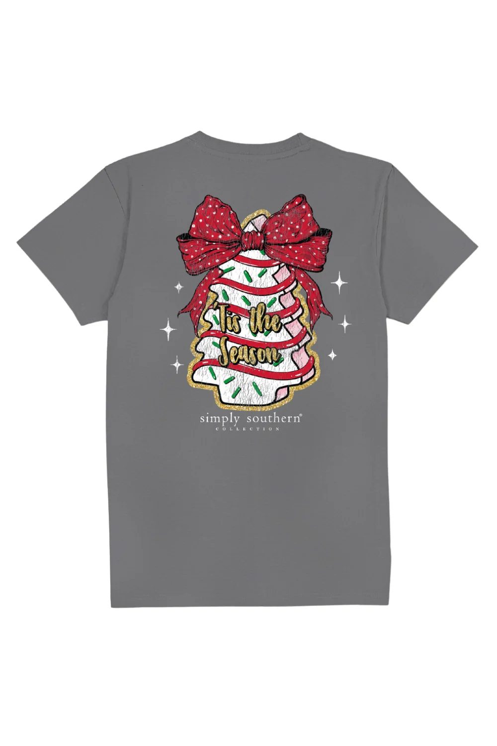 Simply Southern Christmas Cake T-Shirt for Women in Washed Charcoal | SS-CAKE-WSHCOAL - Image 3