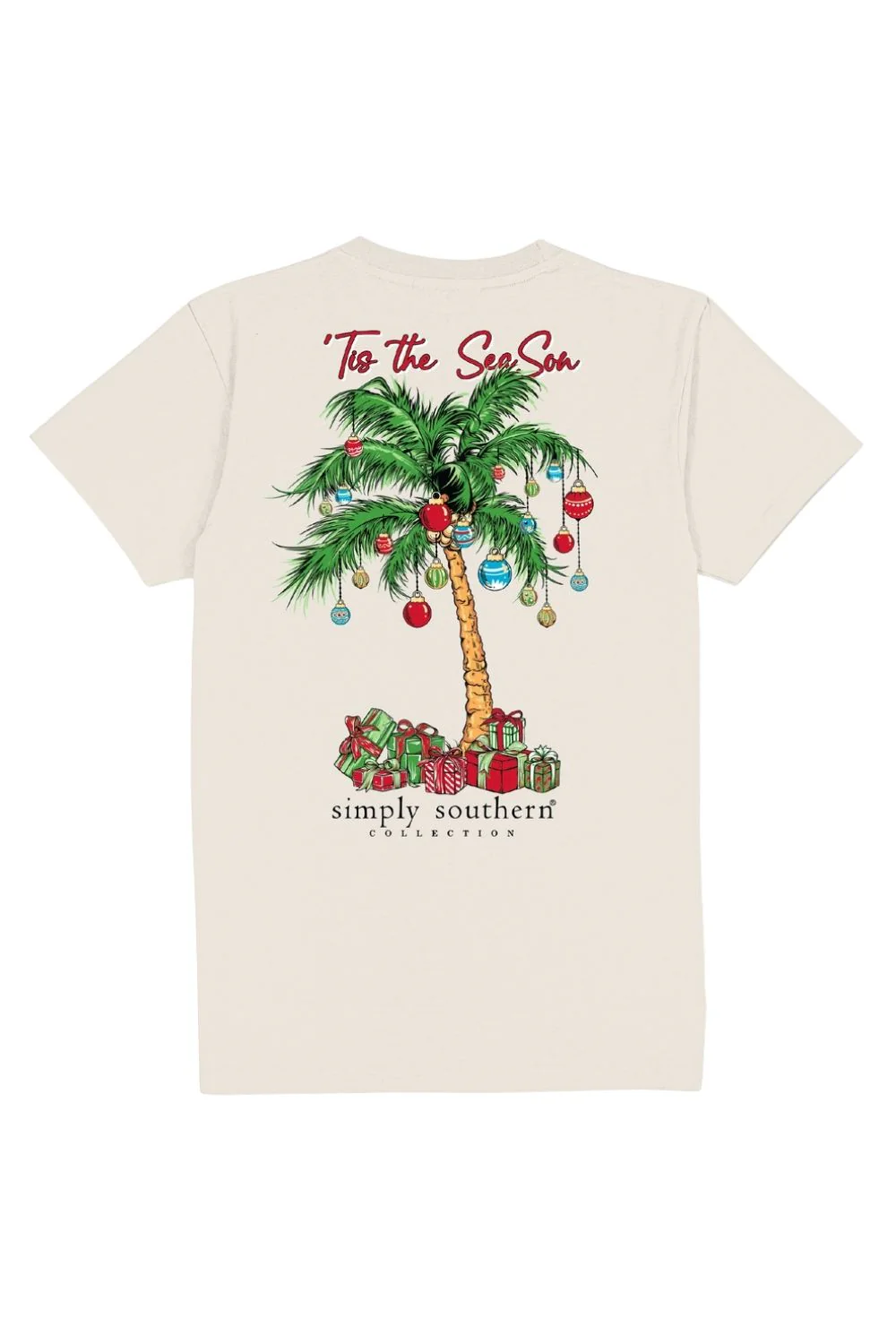 Simply Southern Christmas Palm Tree T-Shirt for Women in Wisp White | SS-XMASPALM-WISP - Image 2