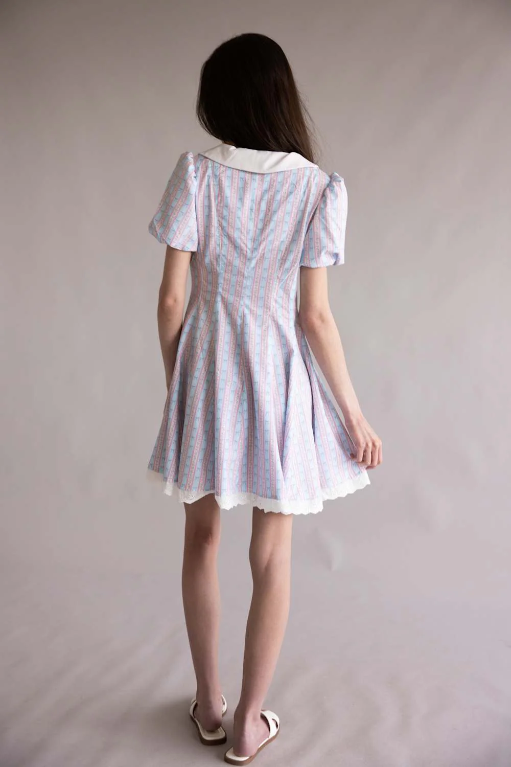 Simply Southern Collared Puff Sleeve Dress for Women in Pink/Blue | PP-0126-DRS-CLR-PUFF-BOWSTR - Image 2