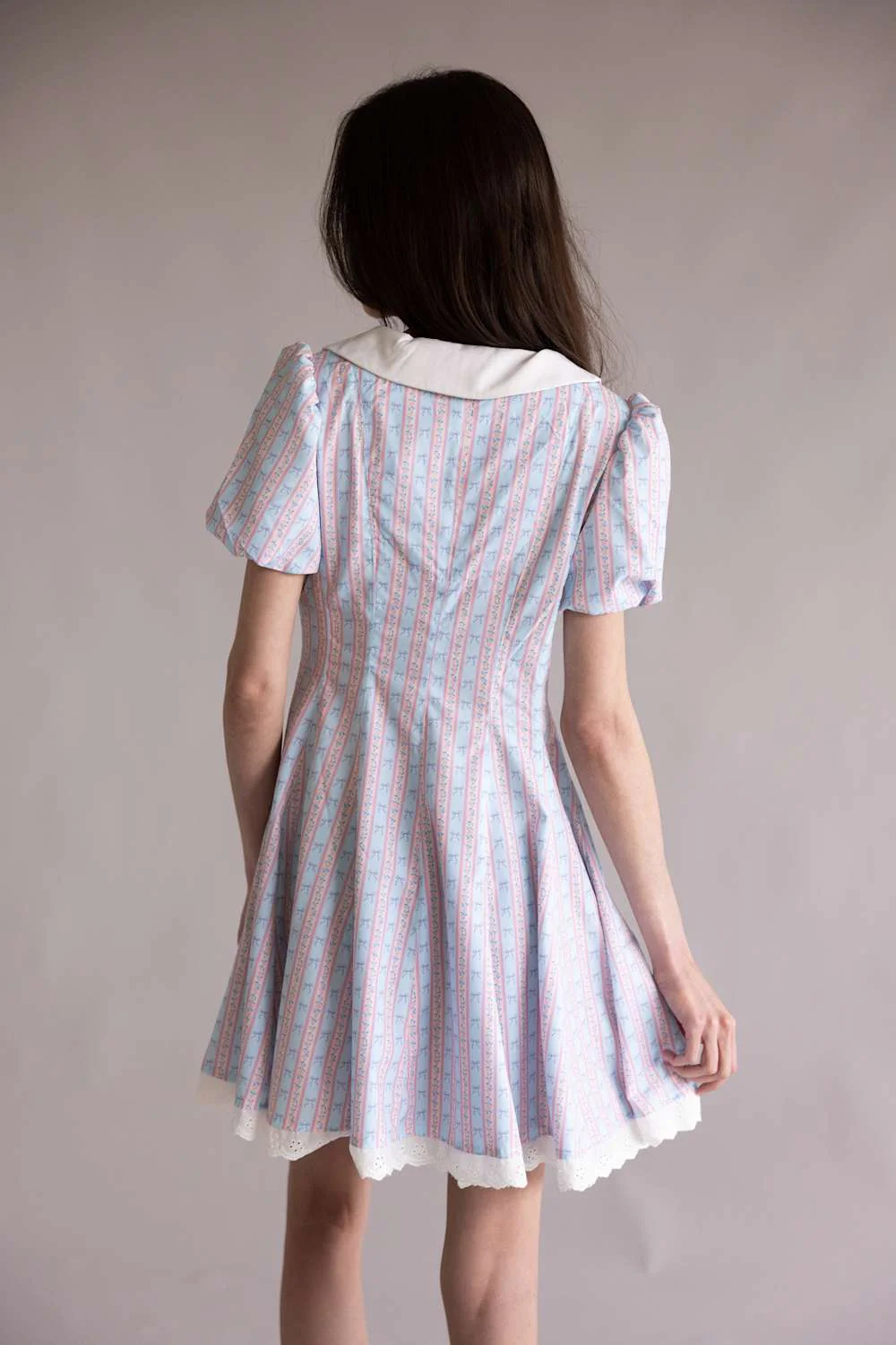 Simply Southern Collared Puff Sleeve Dress for Women in Pink/Blue | PP-0126-DRS-CLR-PUFF-BOWSTR - Image 5