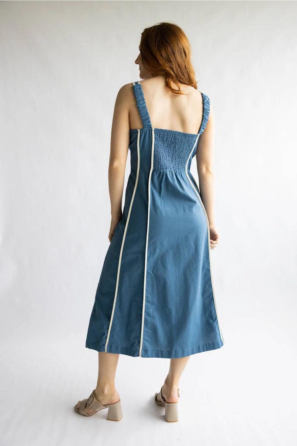Simply Southern Contrast Seamed Dress for Women in Denim | PP-0126-DRS-CNTRSTSM-DENIM - Image 3