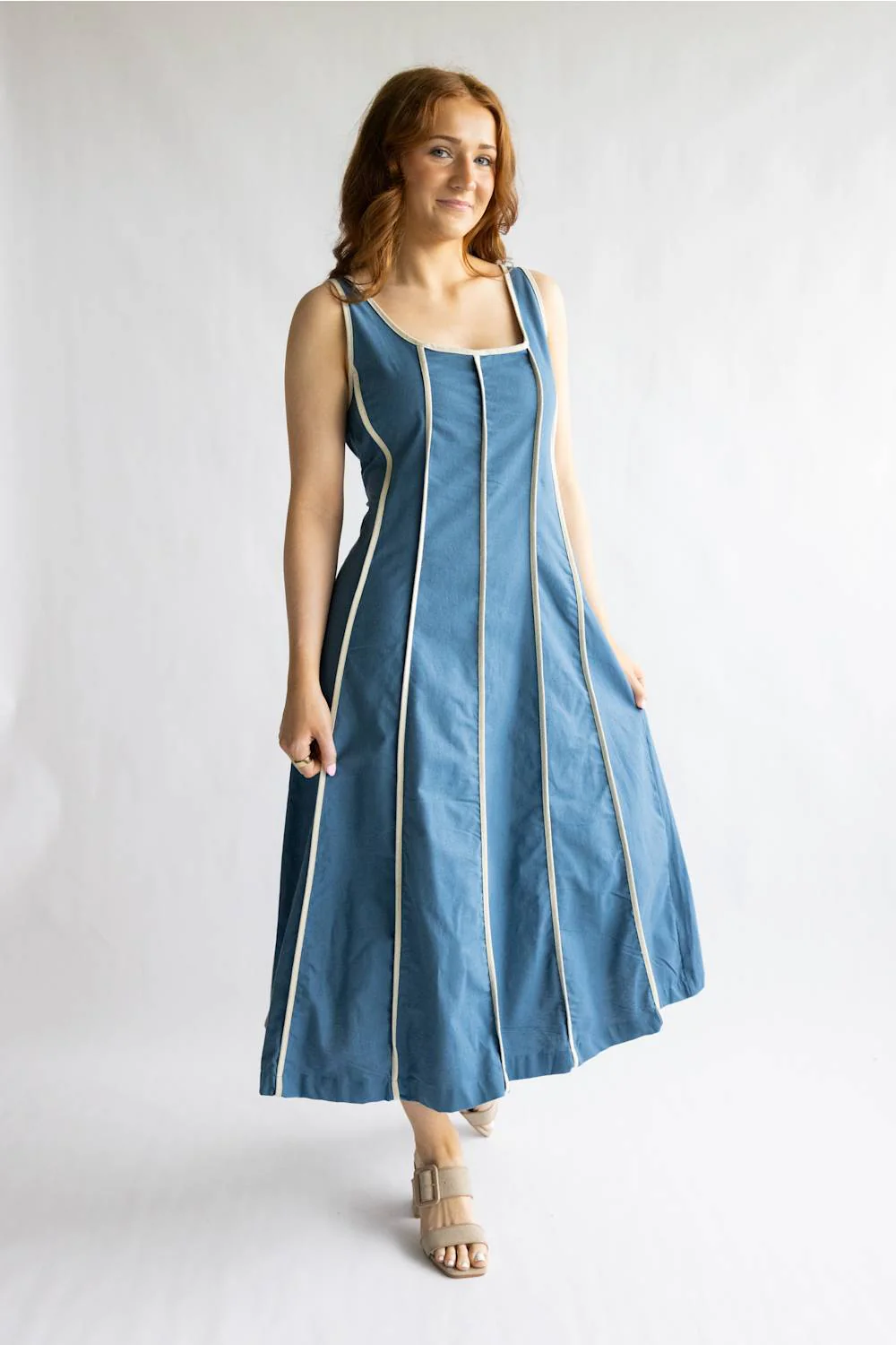 Simply Southern Contrast Seamed Dress for Women in Denim | PP-0126-DRS-CNTRSTSM-DENIM - Image 4