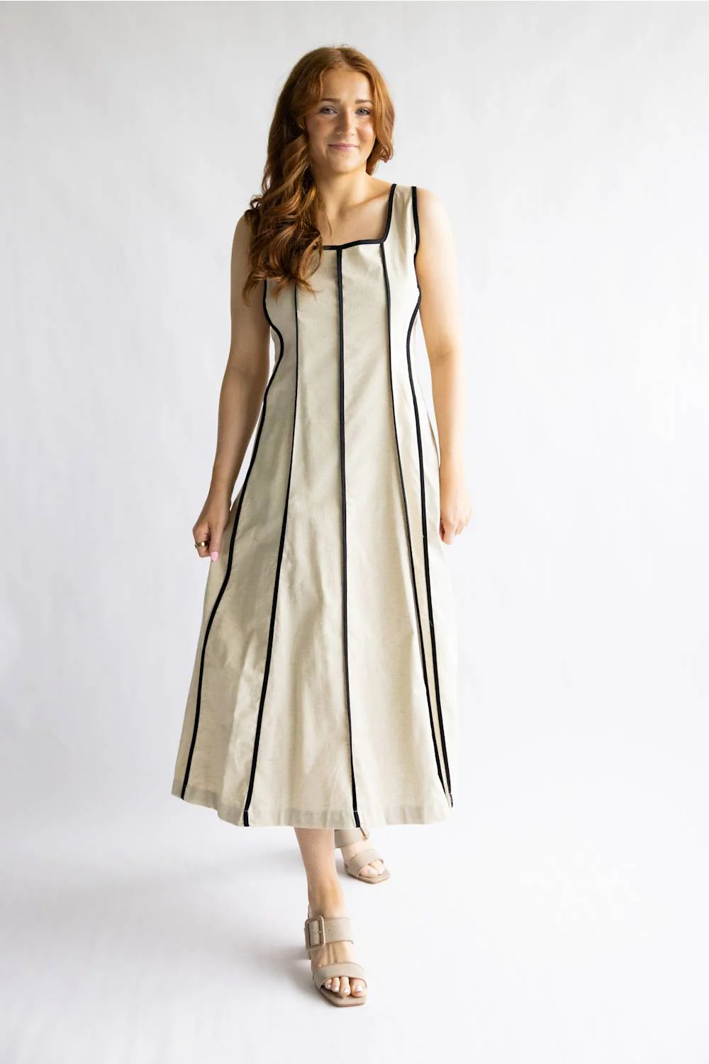 Simply Southern Contrast Seamed Dress for Women in Ivory  | PP-0126-DRS-CNTRSTSM-IVORY - Image 2