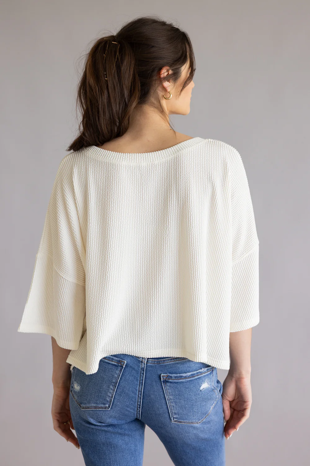 Simply Southern Corded Crop Top for Women in Pearl | PP-0126-TEE-CRP-CRD-PEARL - Image 2