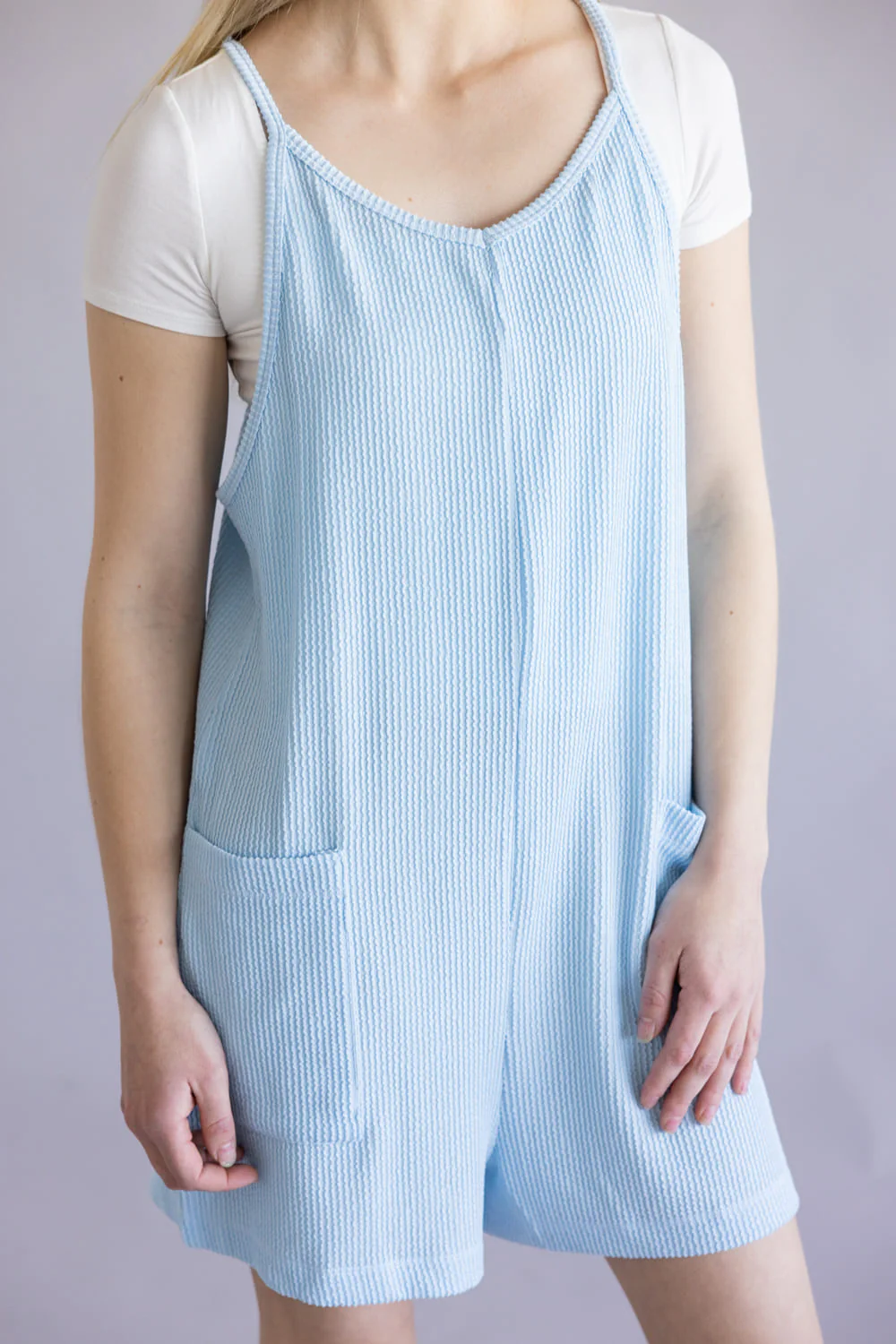 Simply Southern Corded Ribbed Romper for Women in Tidal Blue | PP-0126-ROMPER-CRD-TIDAL - Image 2