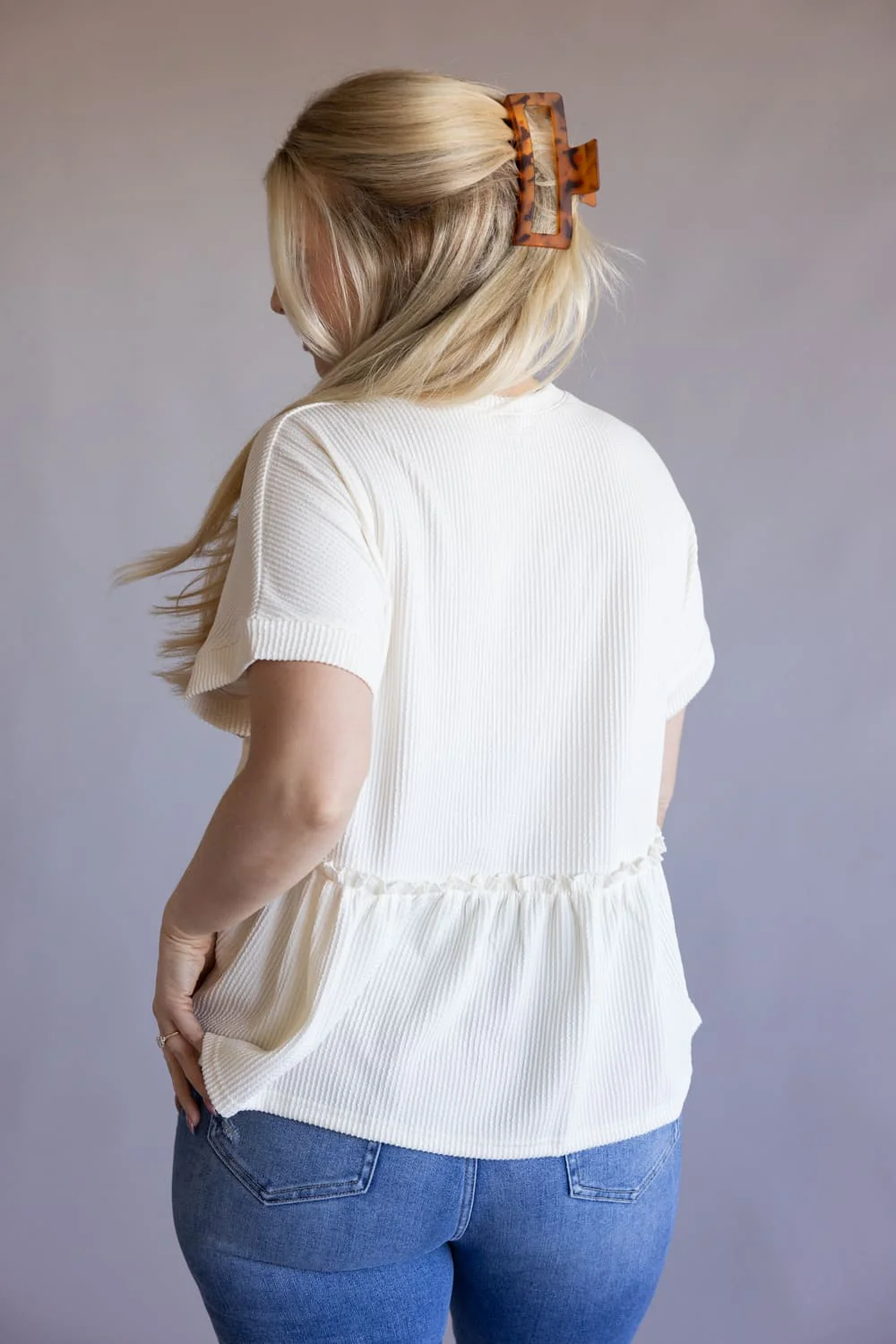 Simply Southern Corded Ruffle Top for Women in Pearl | PP-0126-TOP-CRD-RFL-PEAR - Image 4