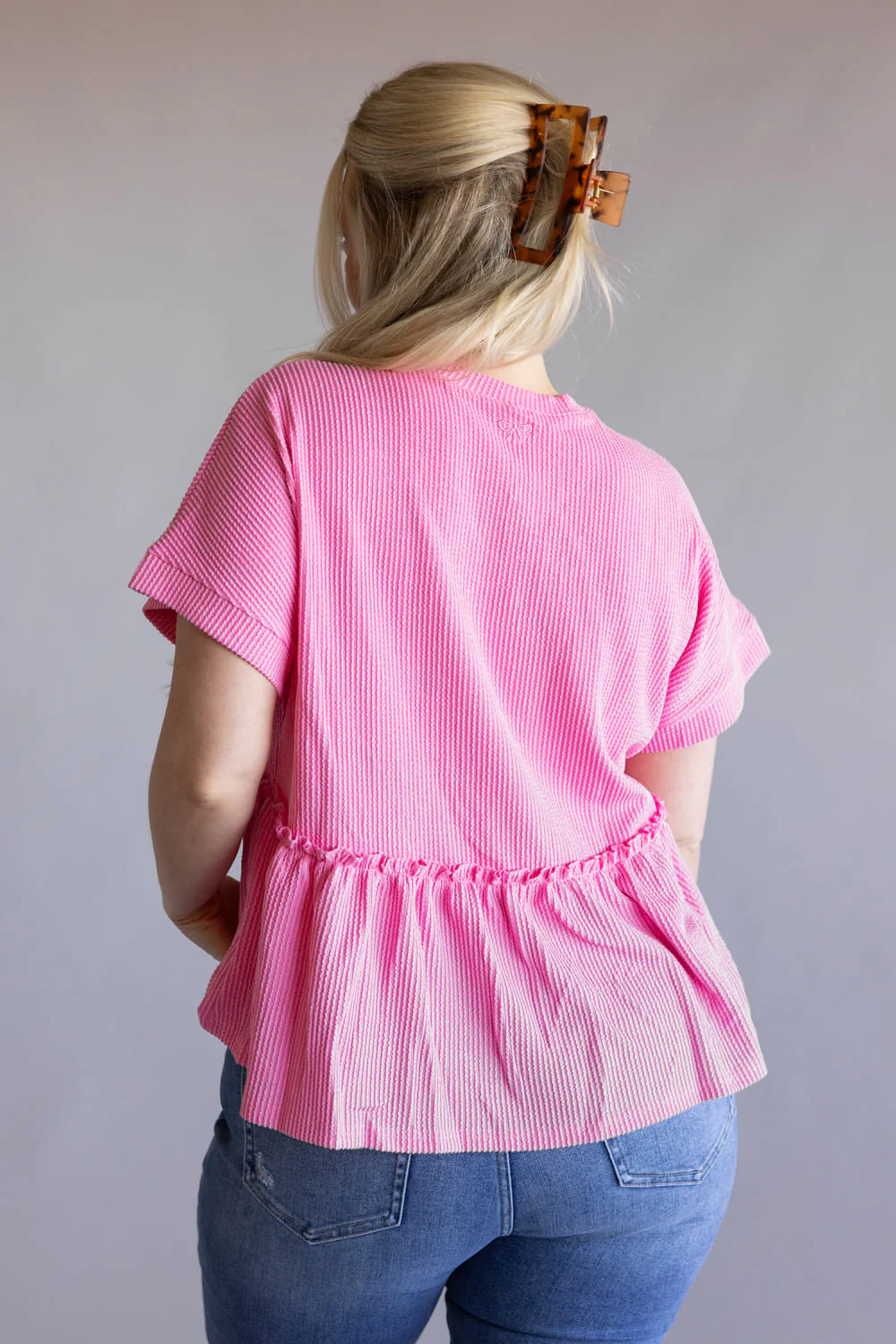 Simply Southern Corded Ruffle Top for Women in Prism Pink | PP-0126-TOP-CRD-RFL-PRISM - Image 5