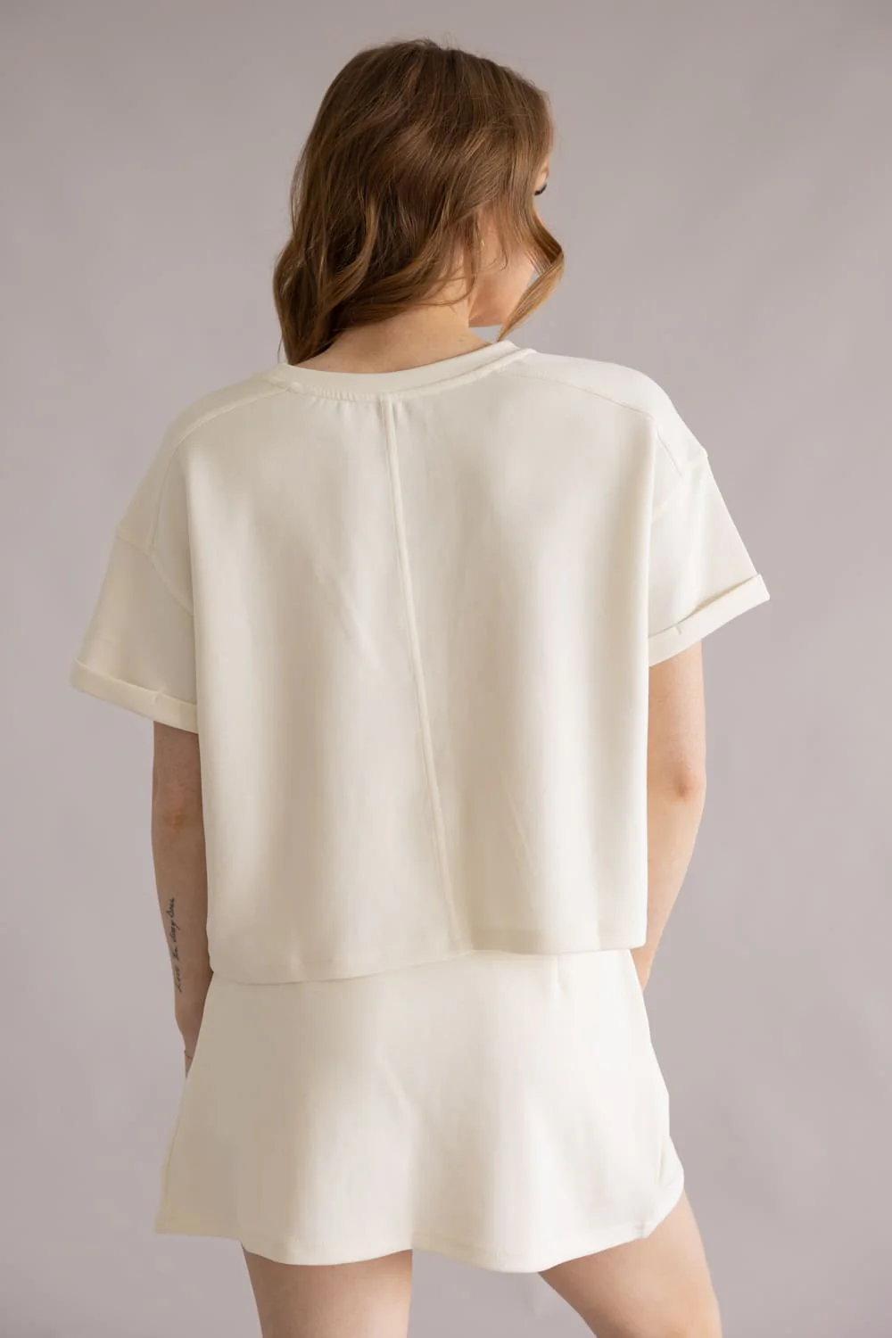 Simply Southern Crop Lounge Top for Women in Pearl | PP-0126-TEE-KNT-CRP-PEAR - Image 2