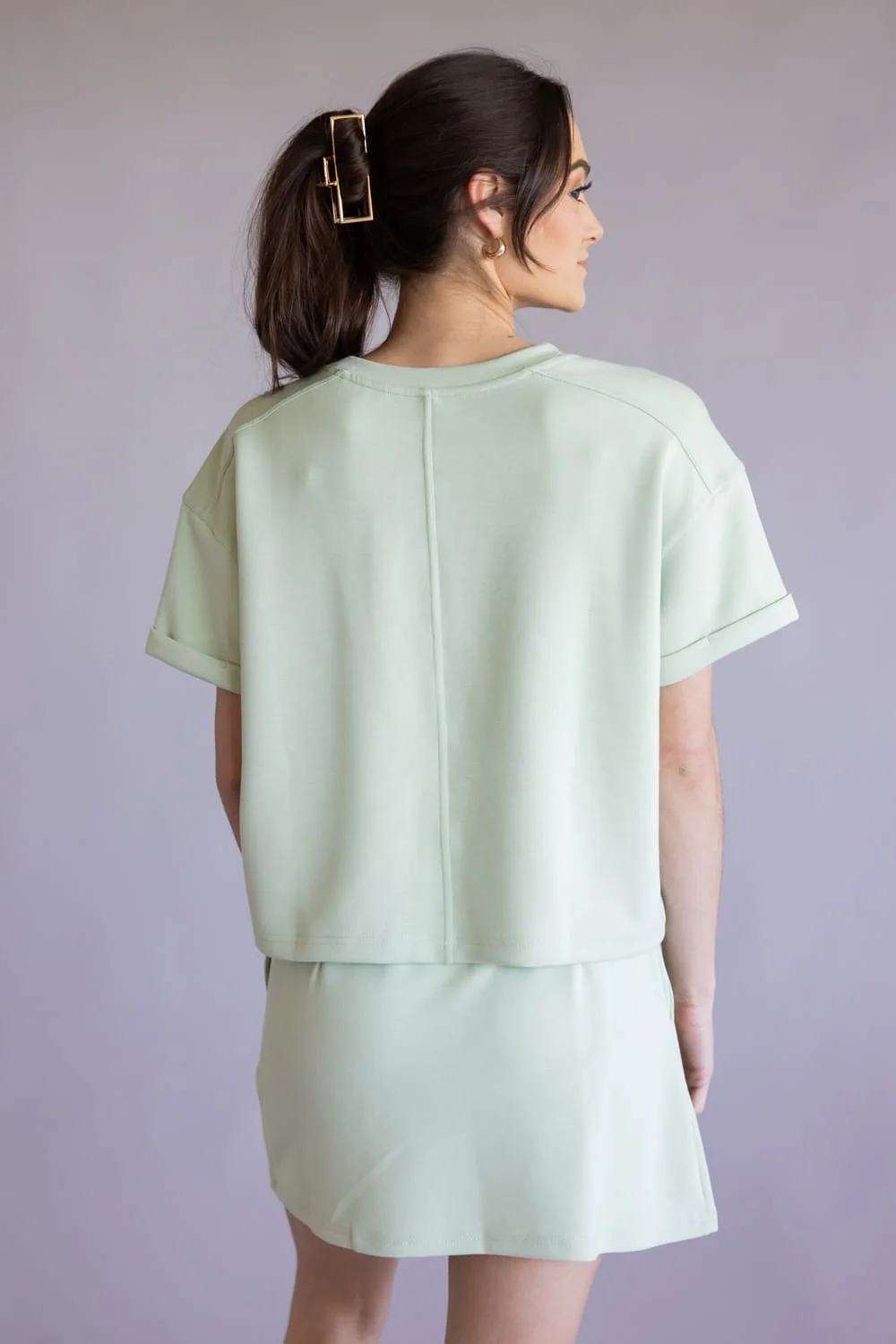 Simply Southern Crop Lounge Top for Women in Sage | PP-0126-TEE-KNT-CRP-SAGE - Image 2