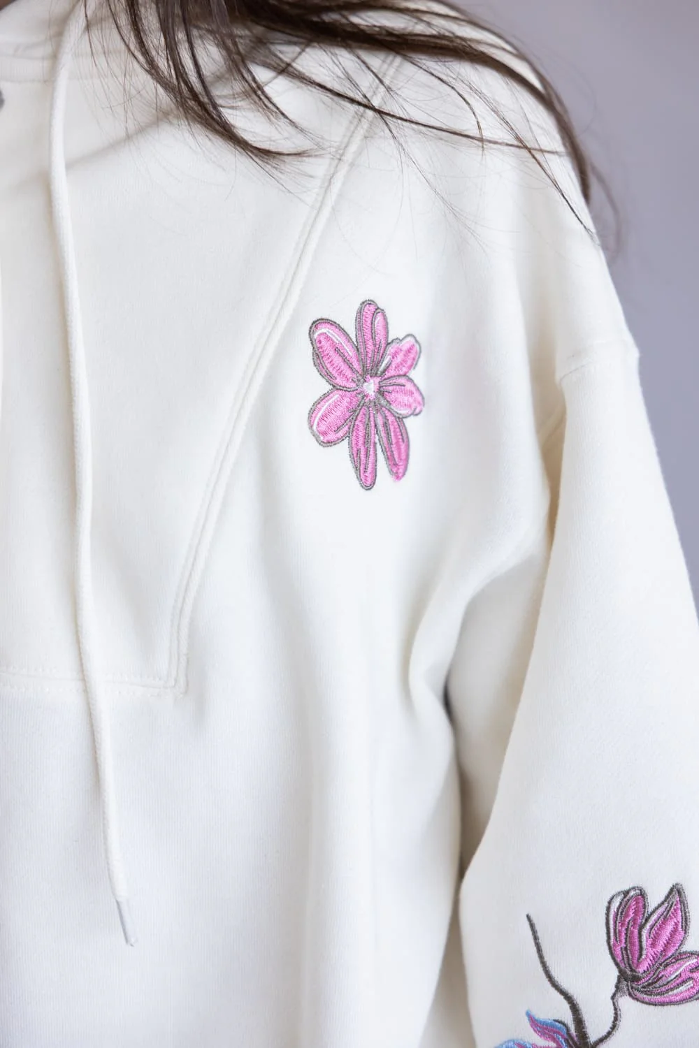 Simply Southern Crop Snap Hoodie for Women in Blush Flower | PP-0126-HD-SNAP-CRP-BLSHFLR - Image 3