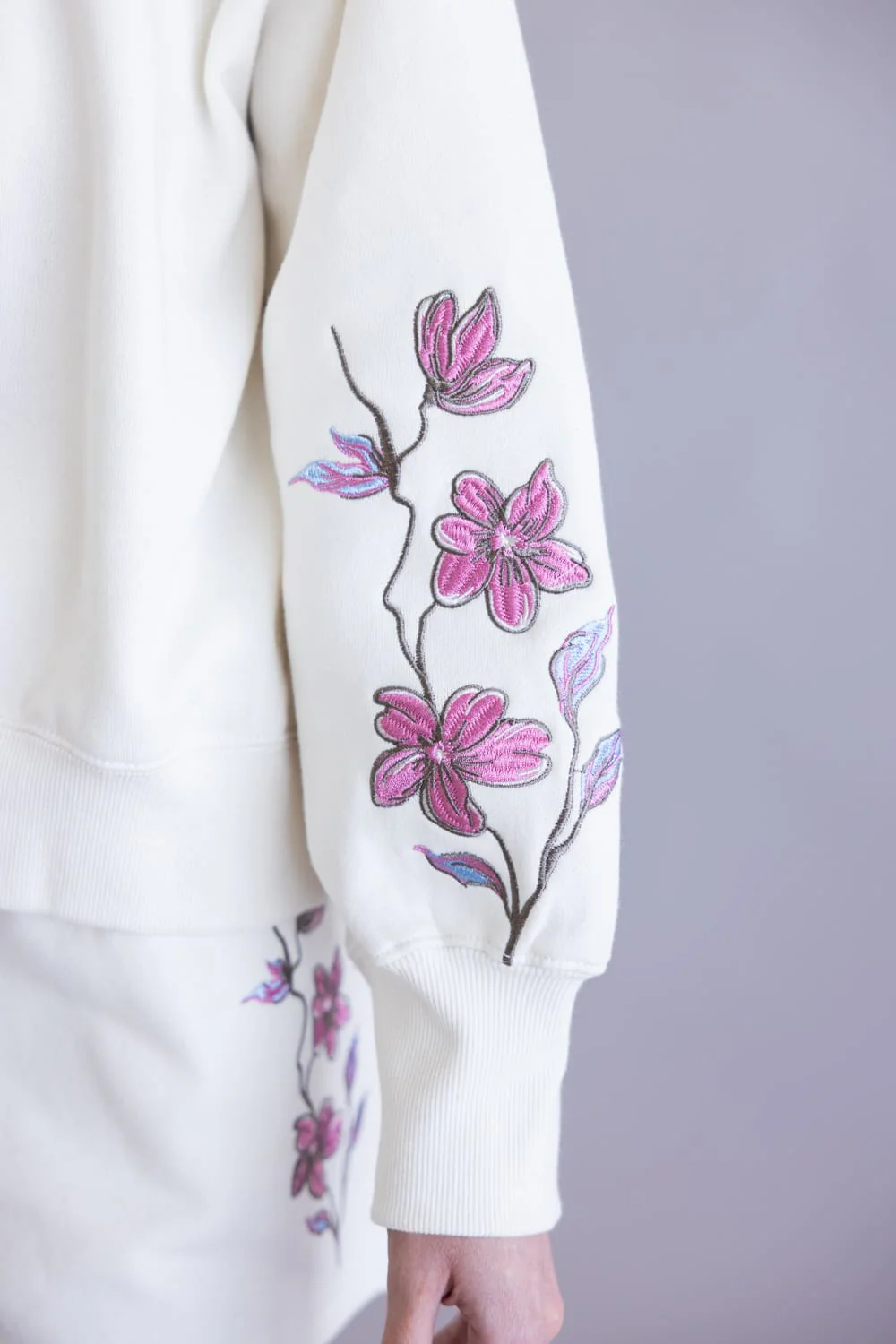 Simply Southern Crop Snap Hoodie for Women in Blush Flower | PP-0126-HD-SNAP-CRP-BLSHFLR - Image 4
