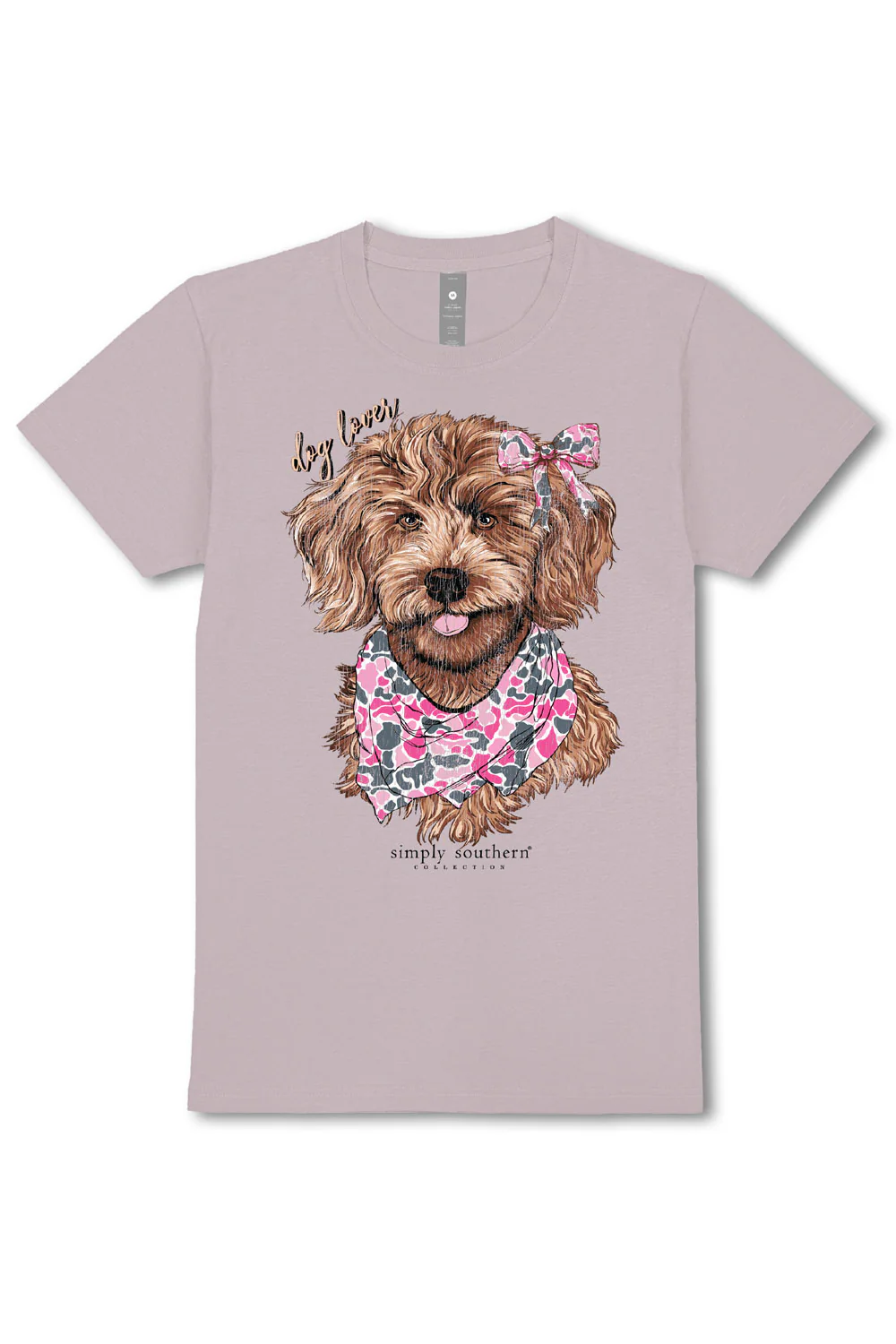 Simply Southern Dog Camo Bow T-Shirt for Women in Gray | SS-DOGCAMO-DRFTWD - Image 2